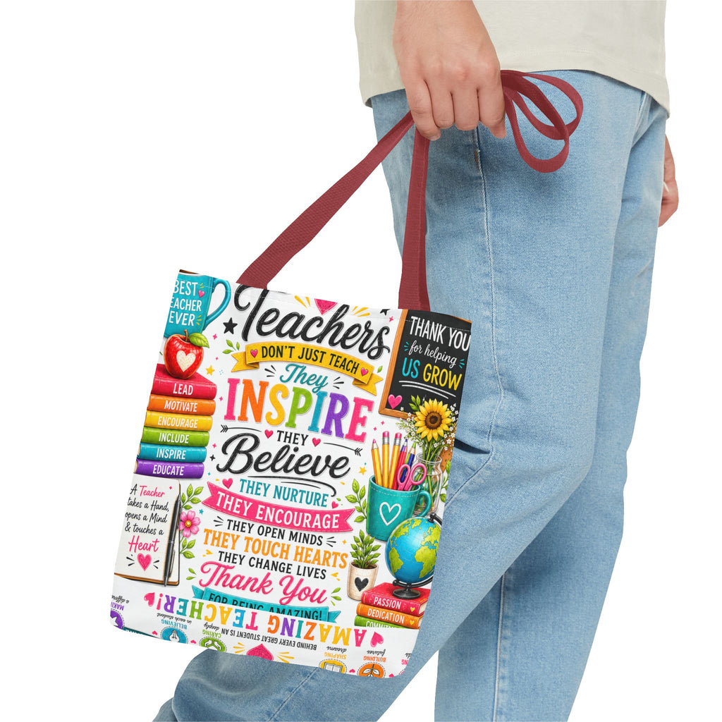 Teacher Appreciation Tote Bag — 'Teachers Inspire, They Believe' All-Over-Print Gift Tote