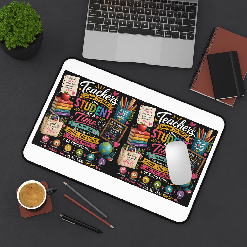 Teacher Appreciation Desk Mat — Colorful Chalkboard Thank You Design