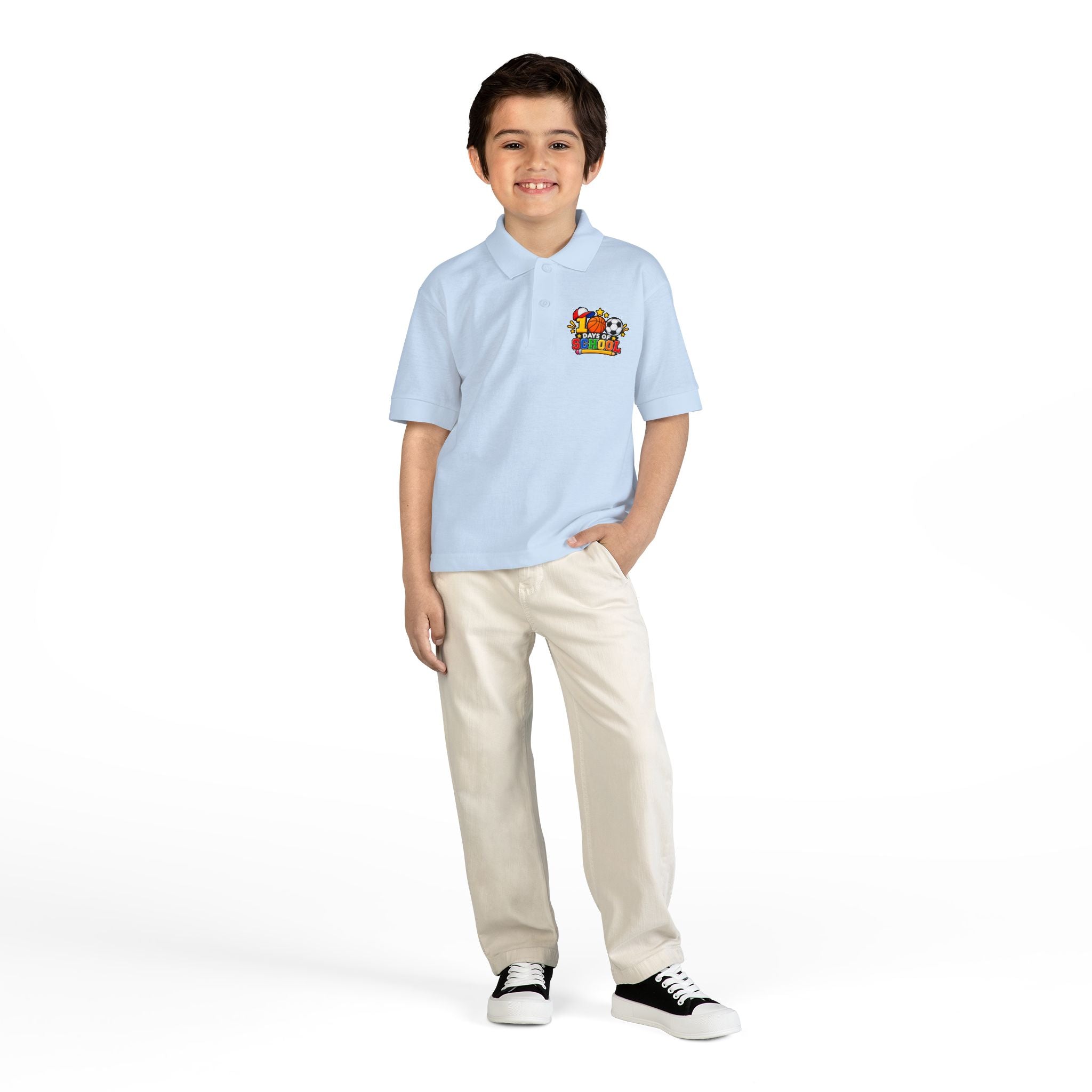 Youth Polo — "100 Days of School" Sport-Themed Kids Polo