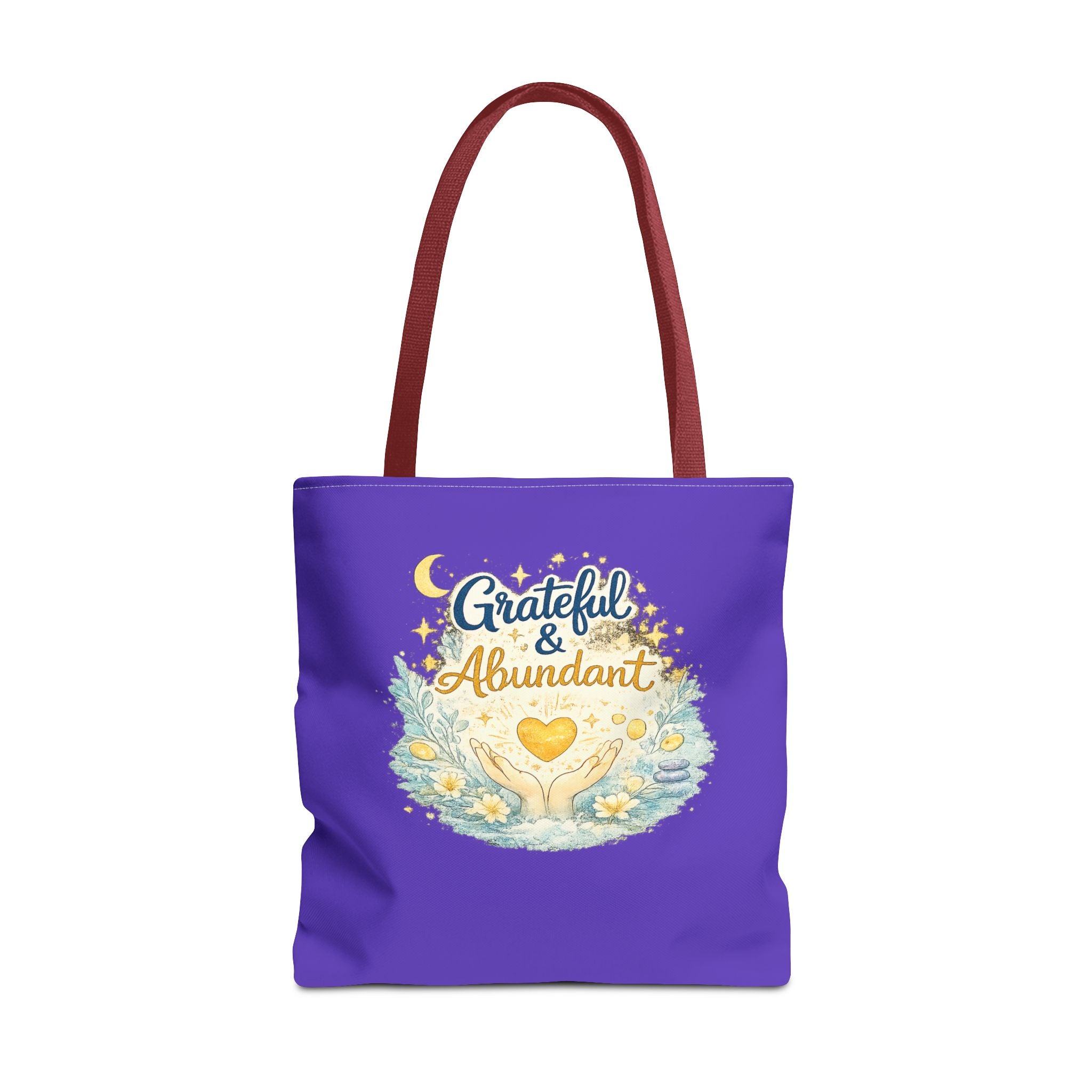 Grateful & Abundant Purple Tote Bag — Inspirational Everyday Shopper