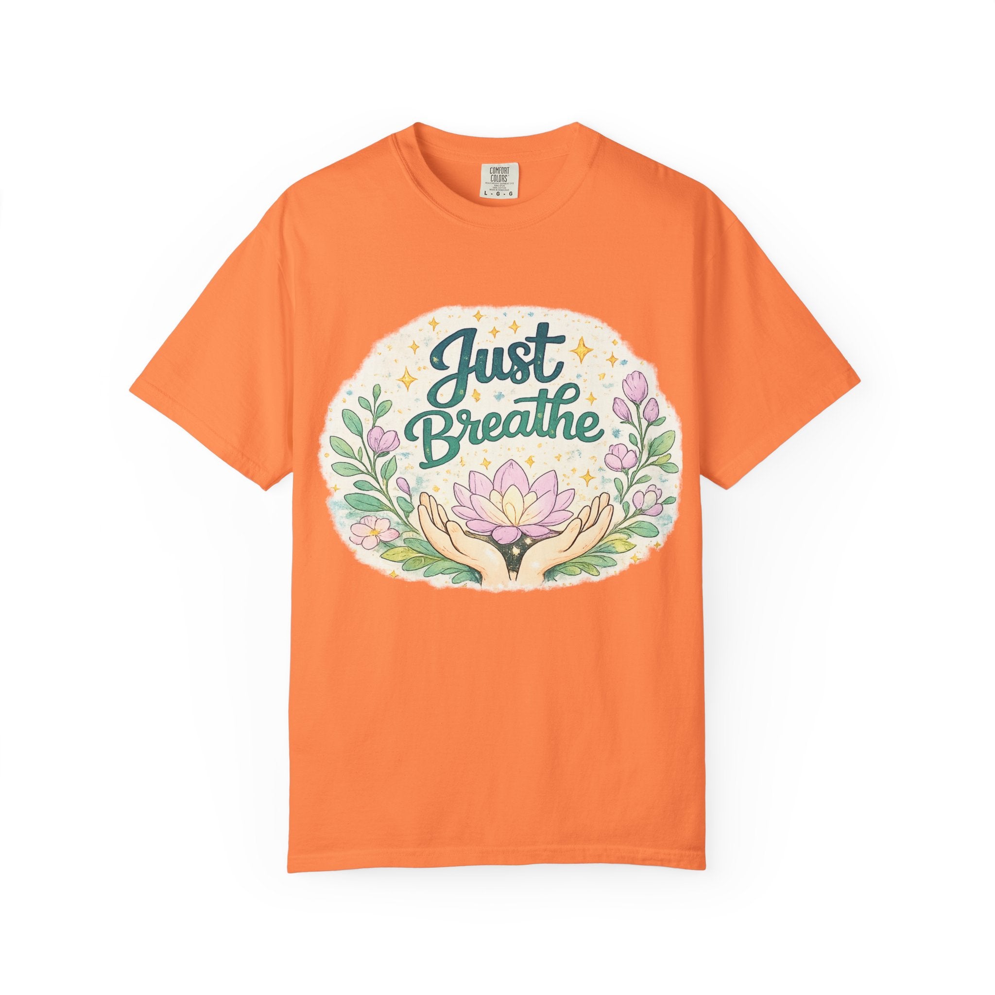 Just Breathe T-Shirt — Floral Lotus Mindfulness Tee