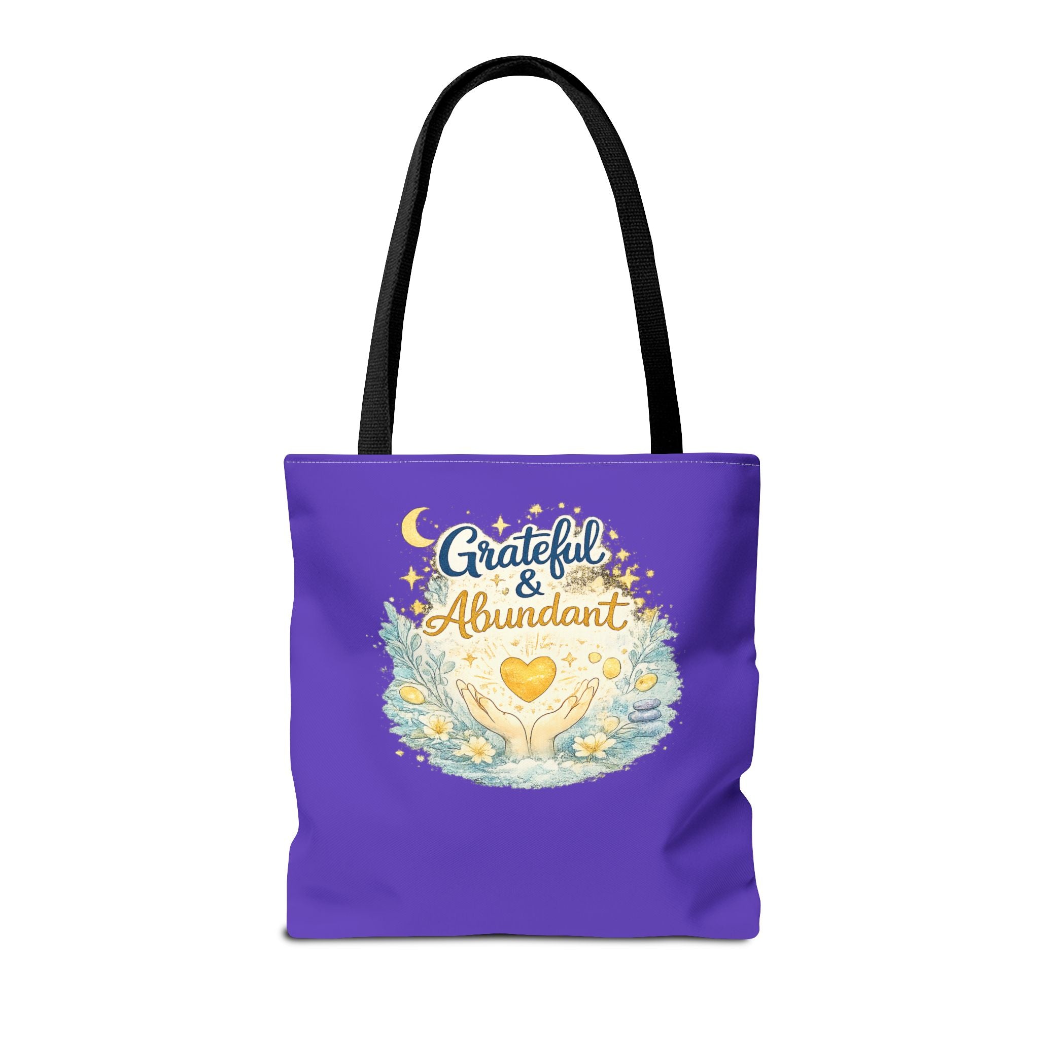 Grateful & Abundant Purple Tote Bag — Inspirational Everyday Shopper