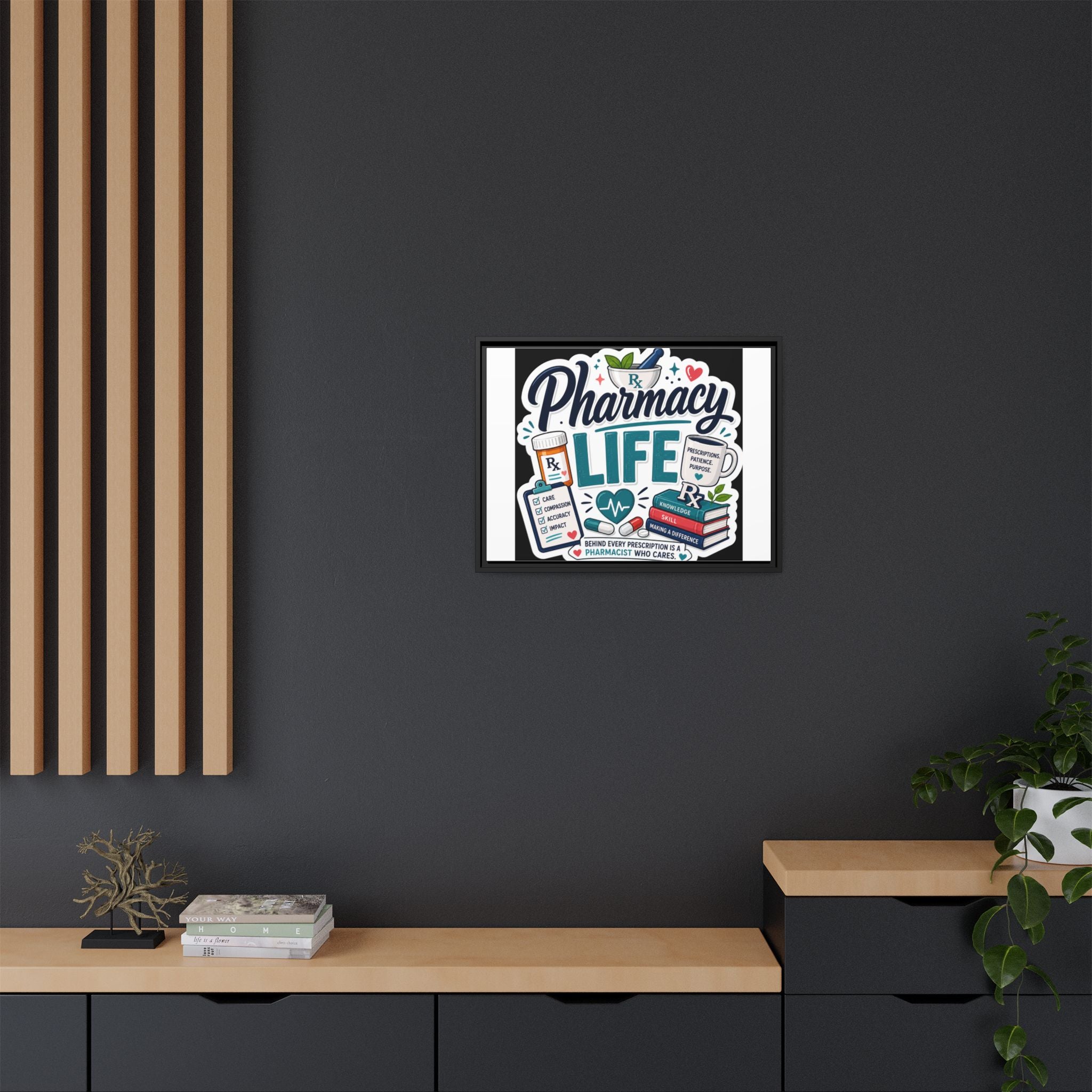 Pharmacy Life Framed Canvas Art — Colorful Pharmacist Wall Decor