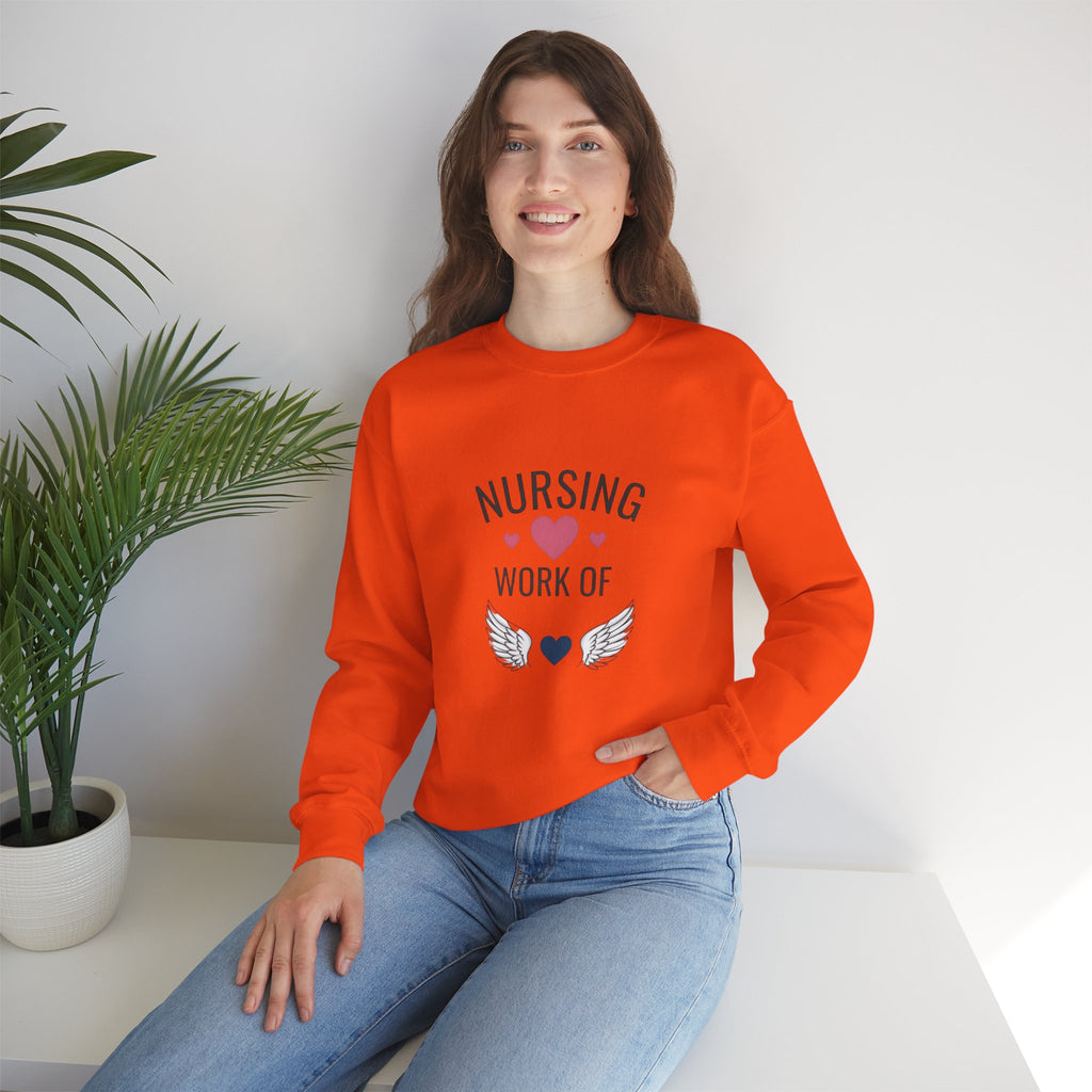 Nursing Work of Heart Crewneck Sweatshirt — Nurse Appreciation Pullover