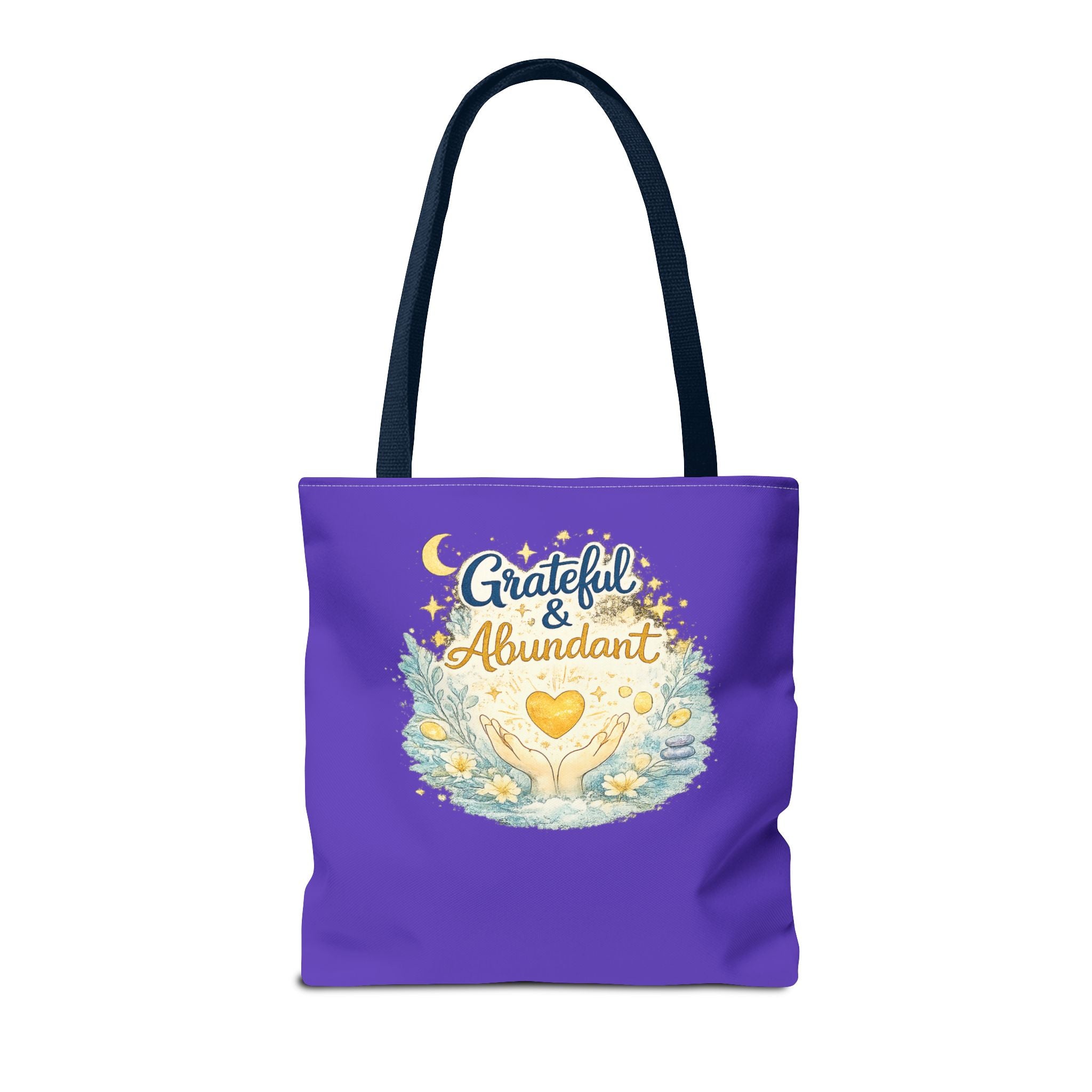 Grateful & Abundant Purple Tote Bag — Inspirational Everyday Shopper