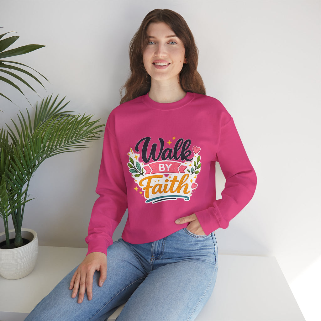Walk By Faith Crewneck Sweatshirt — Inspirational Christian Pullover