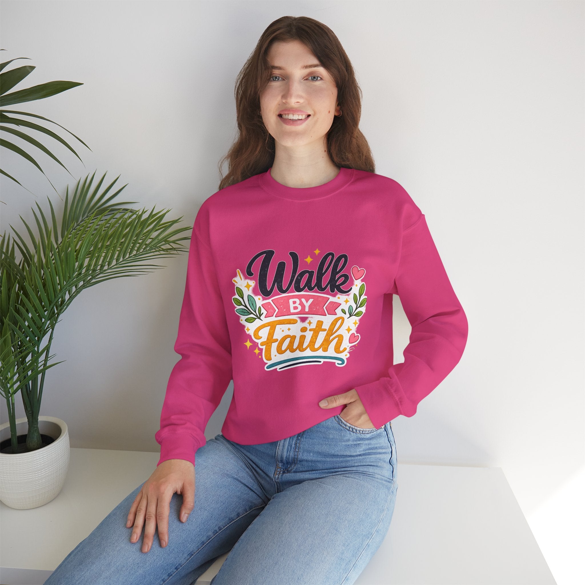 Walk By Faith Crewneck Sweatshirt — Inspirational Christian Pullover