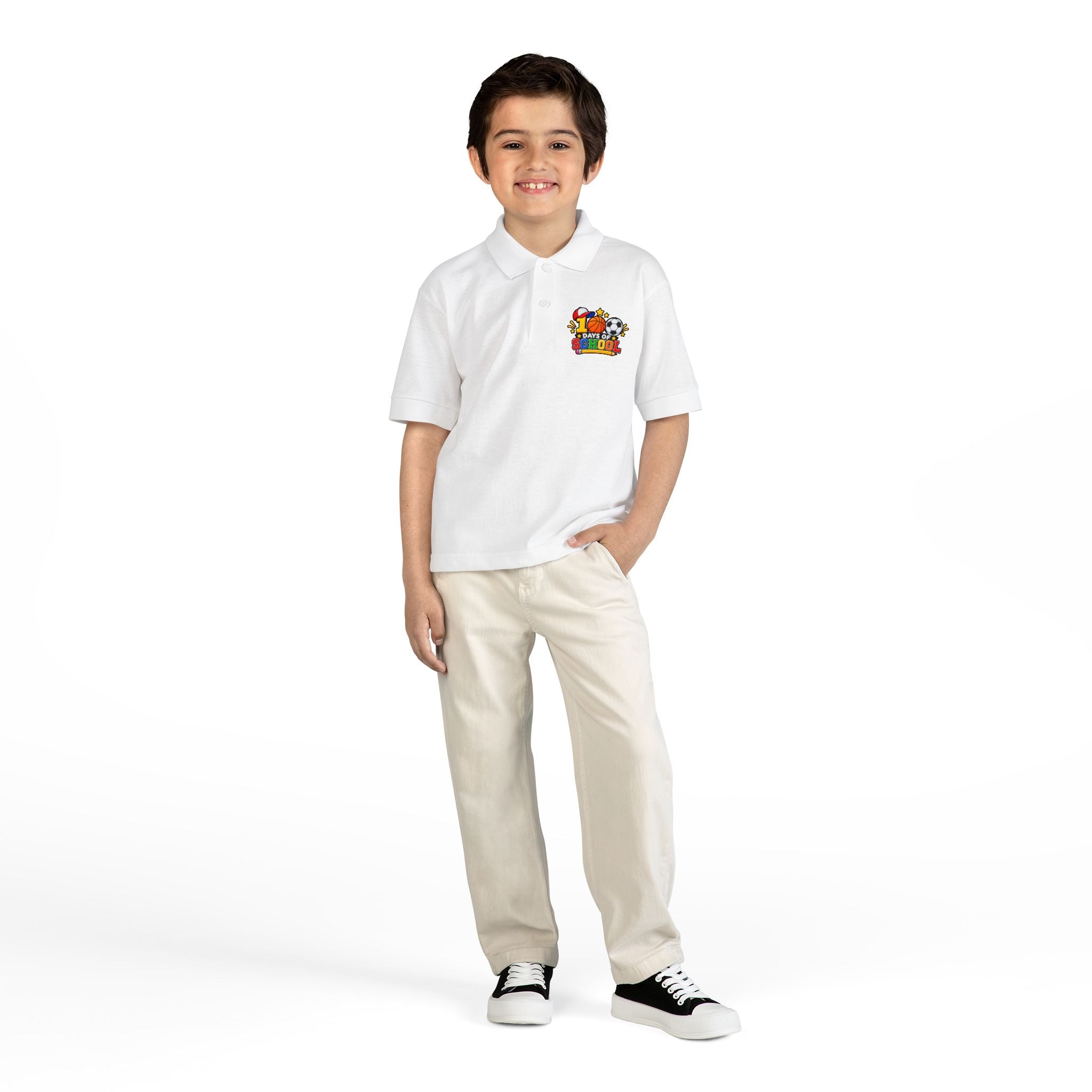 Youth Polo — "100 Days of School" Sport-Themed Kids Polo