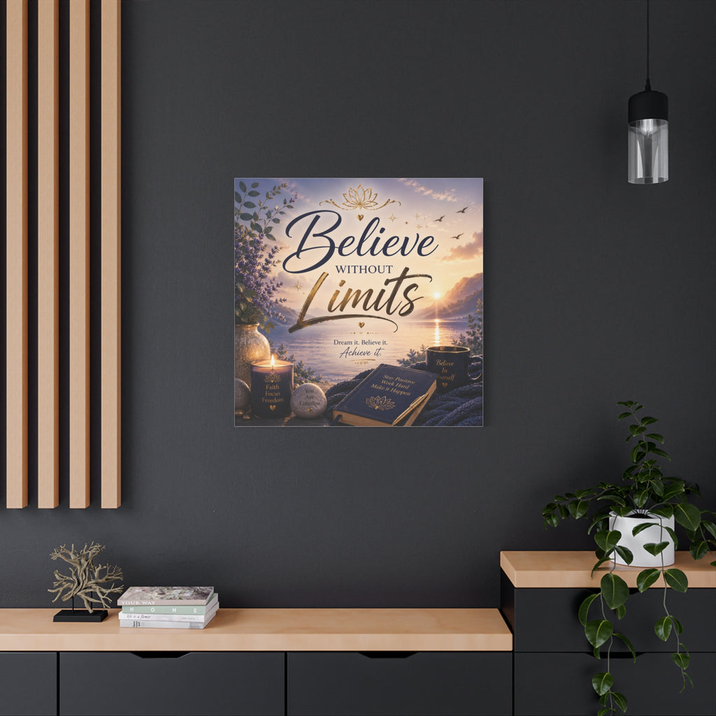 Believe Without Limits Canvas Wall Art – Inspirational Stretched Matte Print