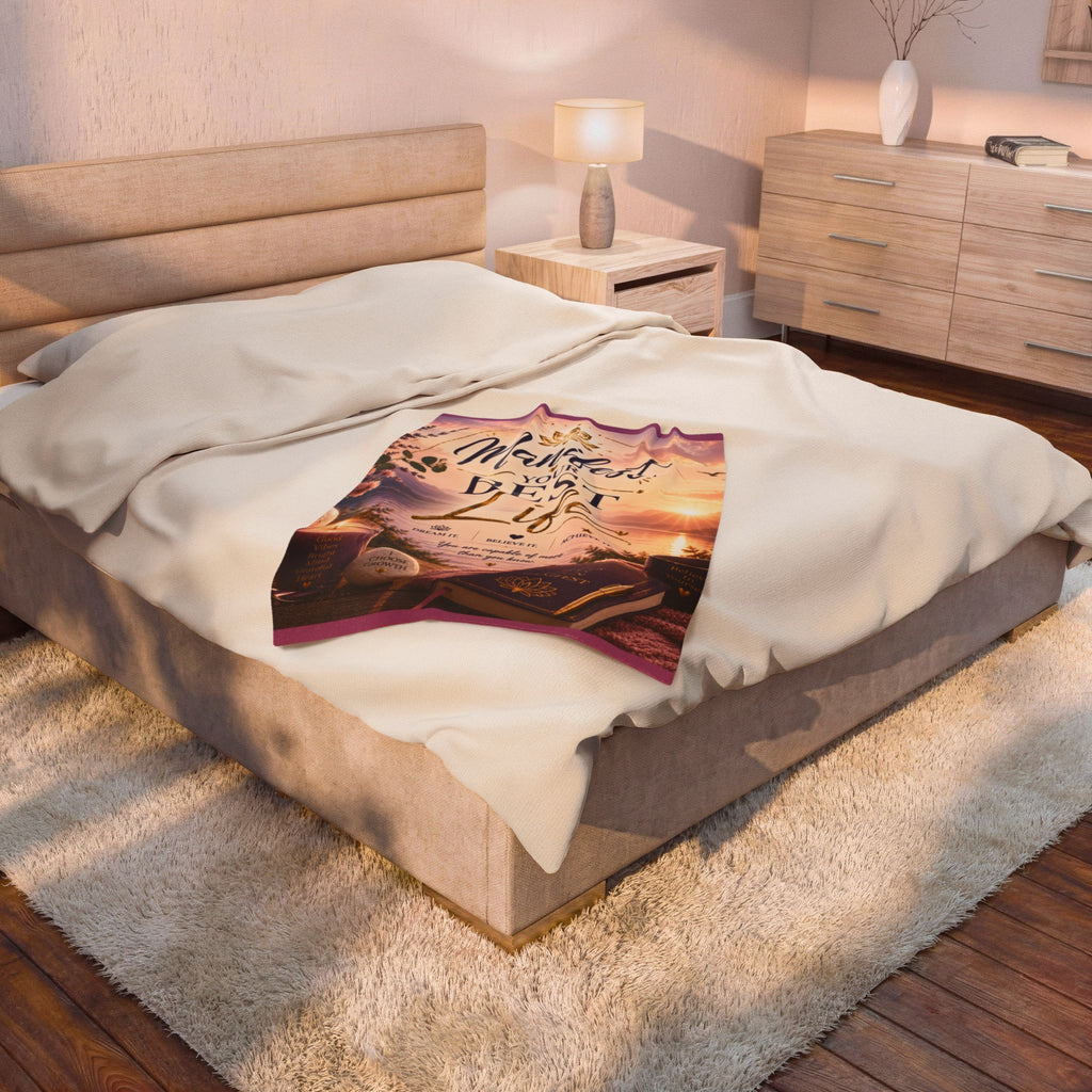 Manifest Your Best Life Velveteen Plush Blanket — Inspirational Cozy Throw
