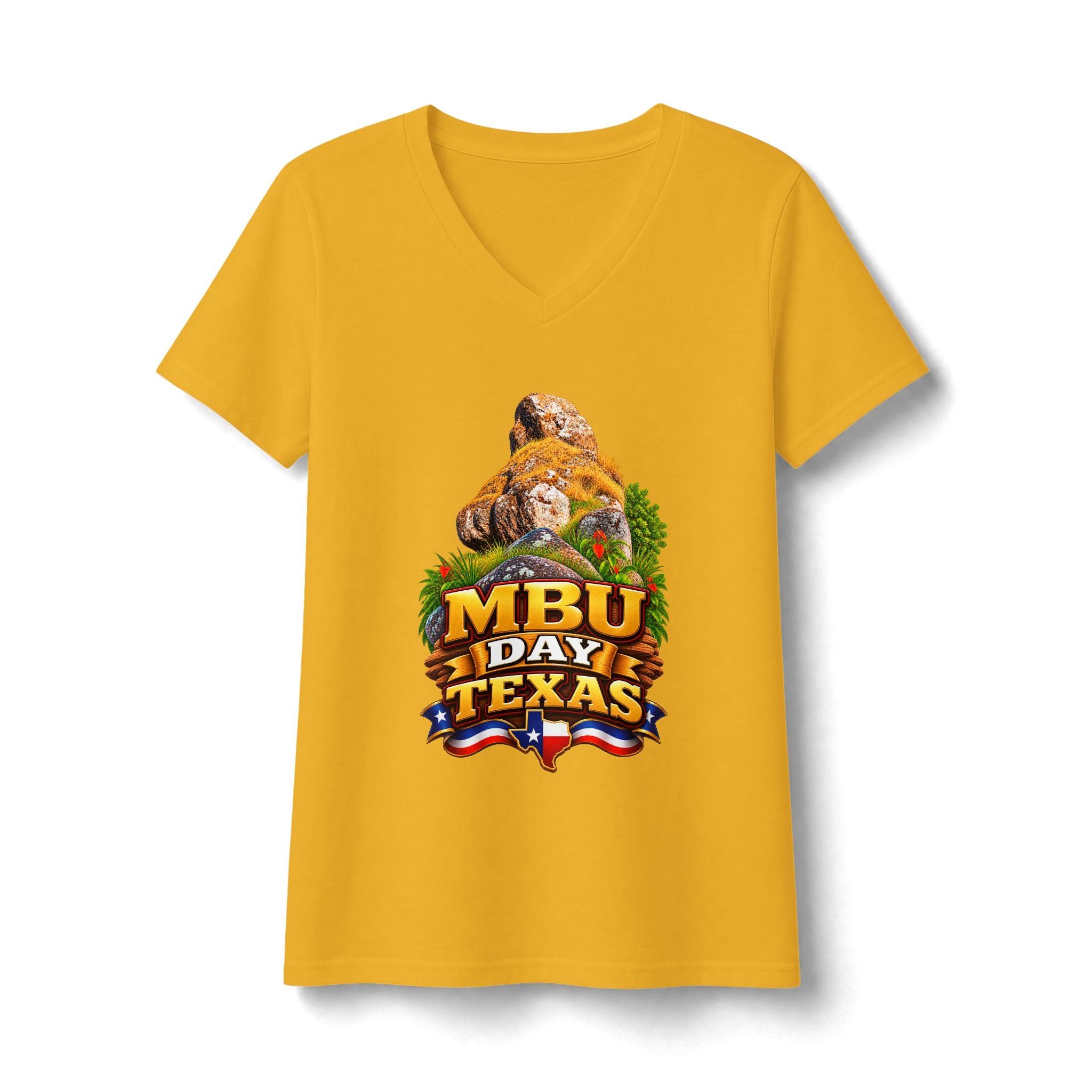 Mbu Day Texas V-Neck Tee — "Mbu Day: United by Heritage, Inspired by Community" Women's Shirt