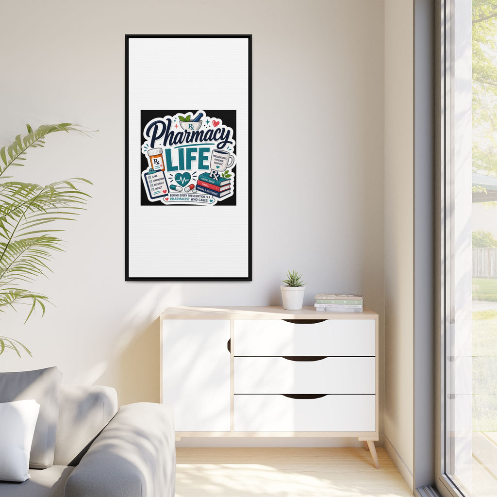 Pharmacy Life Framed Canvas Art — Colorful Pharmacist Wall Decor