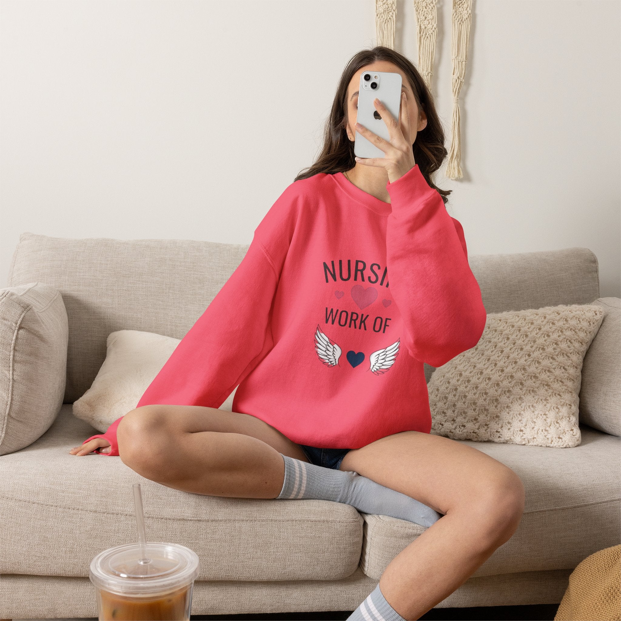 Nursing Work of Heart Crewneck Sweatshirt — Nurse Appreciation Pullover