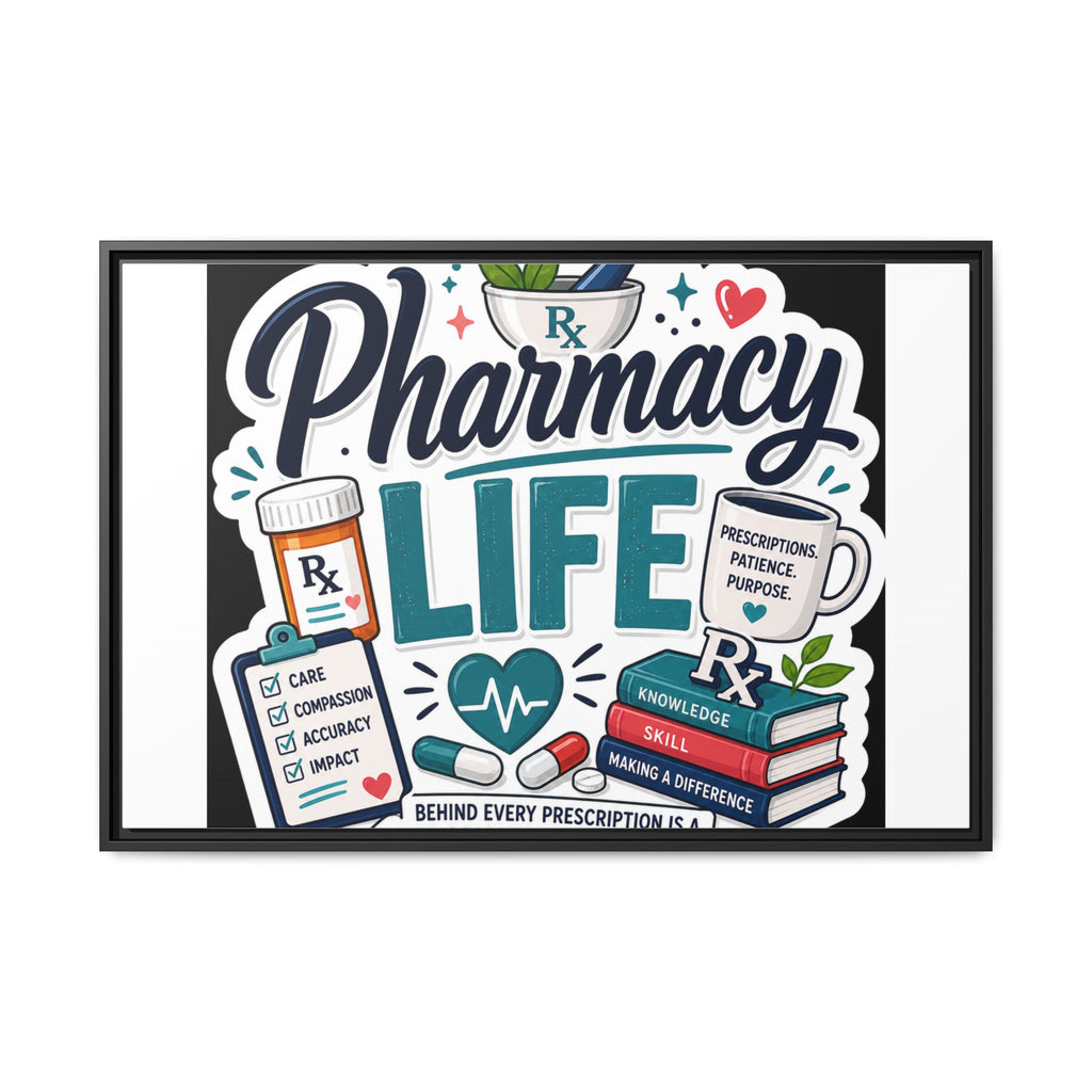 Pharmacy Life Framed Canvas Art — Colorful Pharmacist Wall Decor