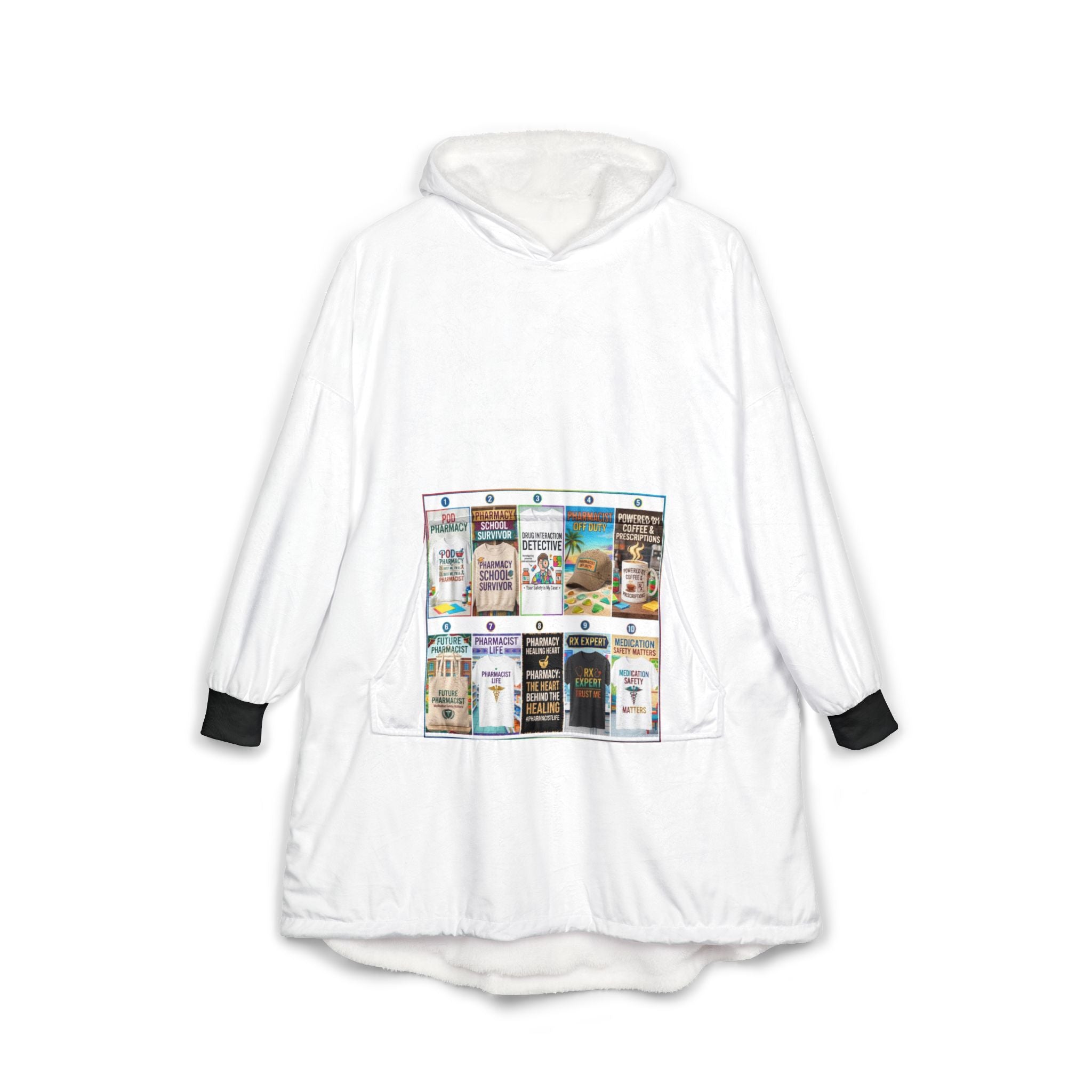 Hooded Blanket - Cozy Novelty Hoodie Blanket with Bookstore Shelf Print