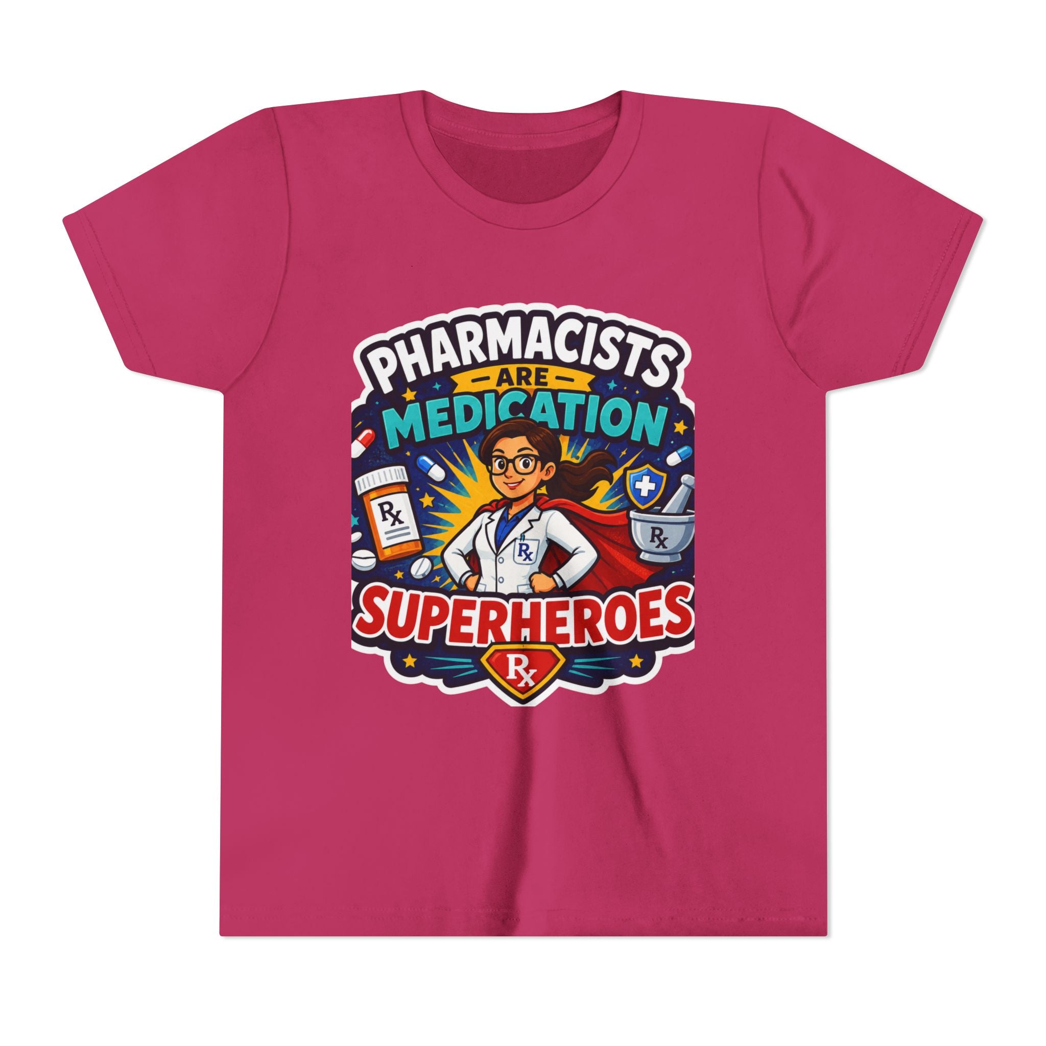 Youth Tee — "Pharmacists Are Medication Superheroes" Cartoon Pharmacy Shirt
