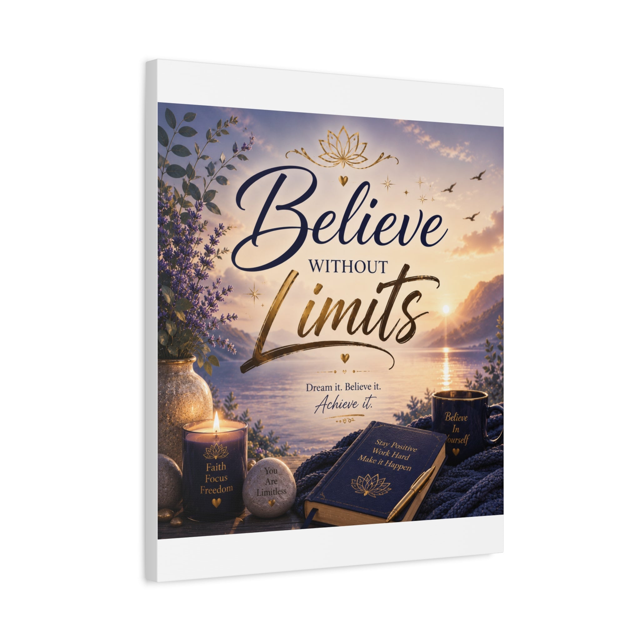 Believe Without Limits Canvas Wall Art – Inspirational Stretched Matte Print