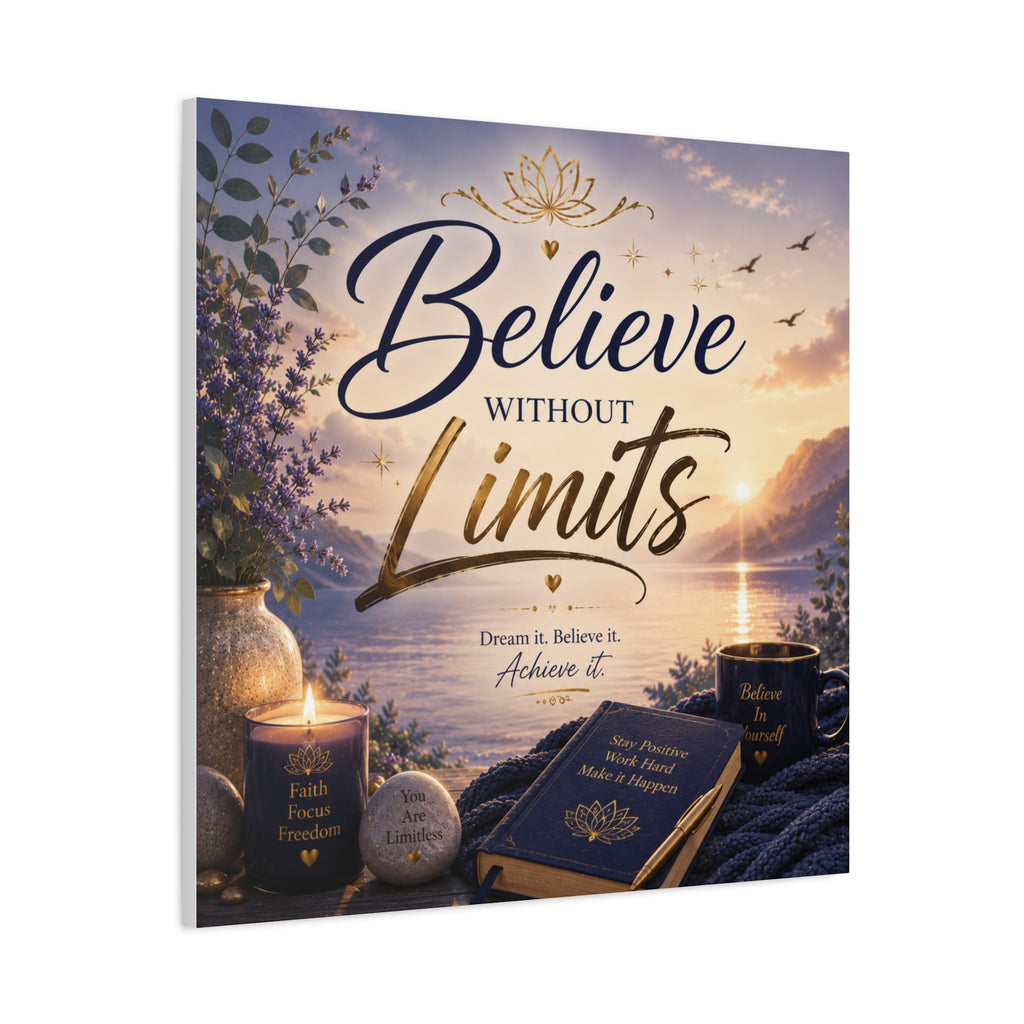 Believe Without Limits Canvas Wall Art – Inspirational Stretched Matte Print