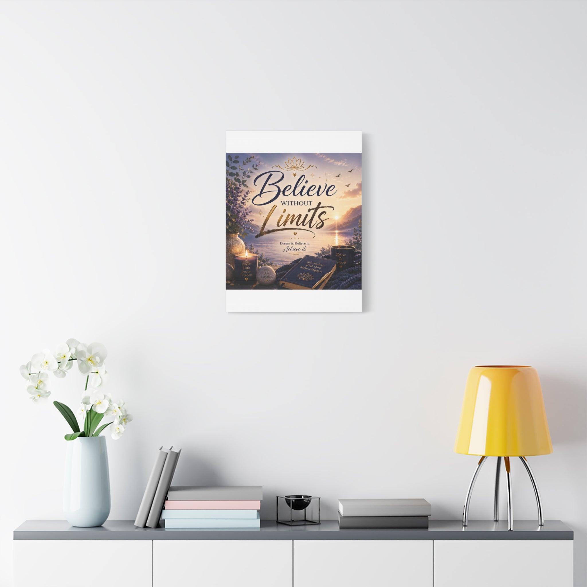 Believe Without Limits Canvas Wall Art – Inspirational Stretched Matte Print