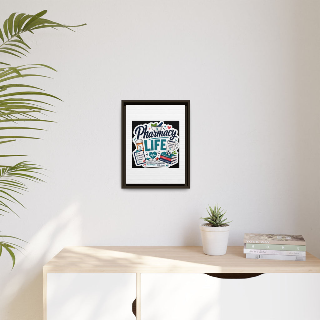 Pharmacy Life Framed Canvas Art — Colorful Pharmacist Wall Decor