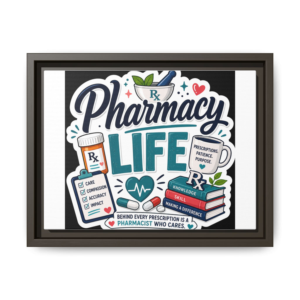 Pharmacy Life Framed Canvas Art — Colorful Pharmacist Wall Decor
