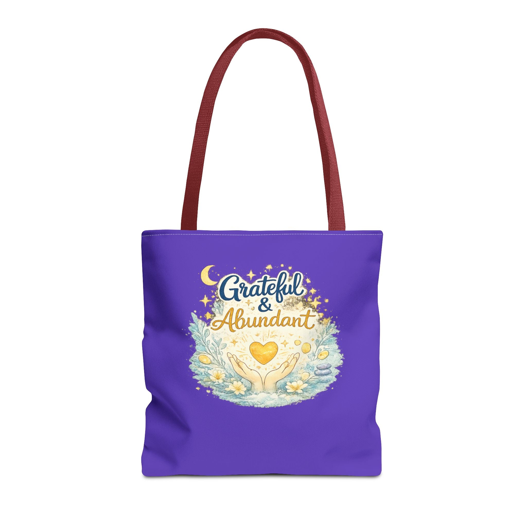 Grateful & Abundant Purple Tote Bag — Inspirational Everyday Shopper