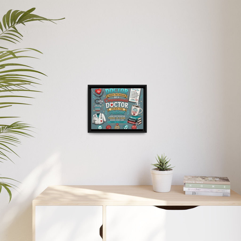 Framed Canvas Print — 'A Great Doctor Treats the Patient' Medical Tribute Wall Art
