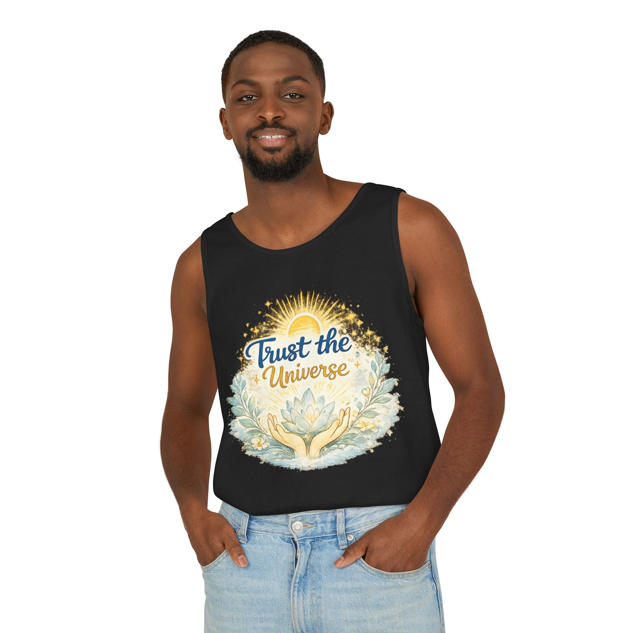 Trust the Universe Tank Top — Spiritual Lotus Graphic Vest