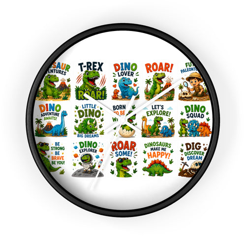 Dinosaur Kids Wall Clock — Colorful Roar & Dino Explorer Design