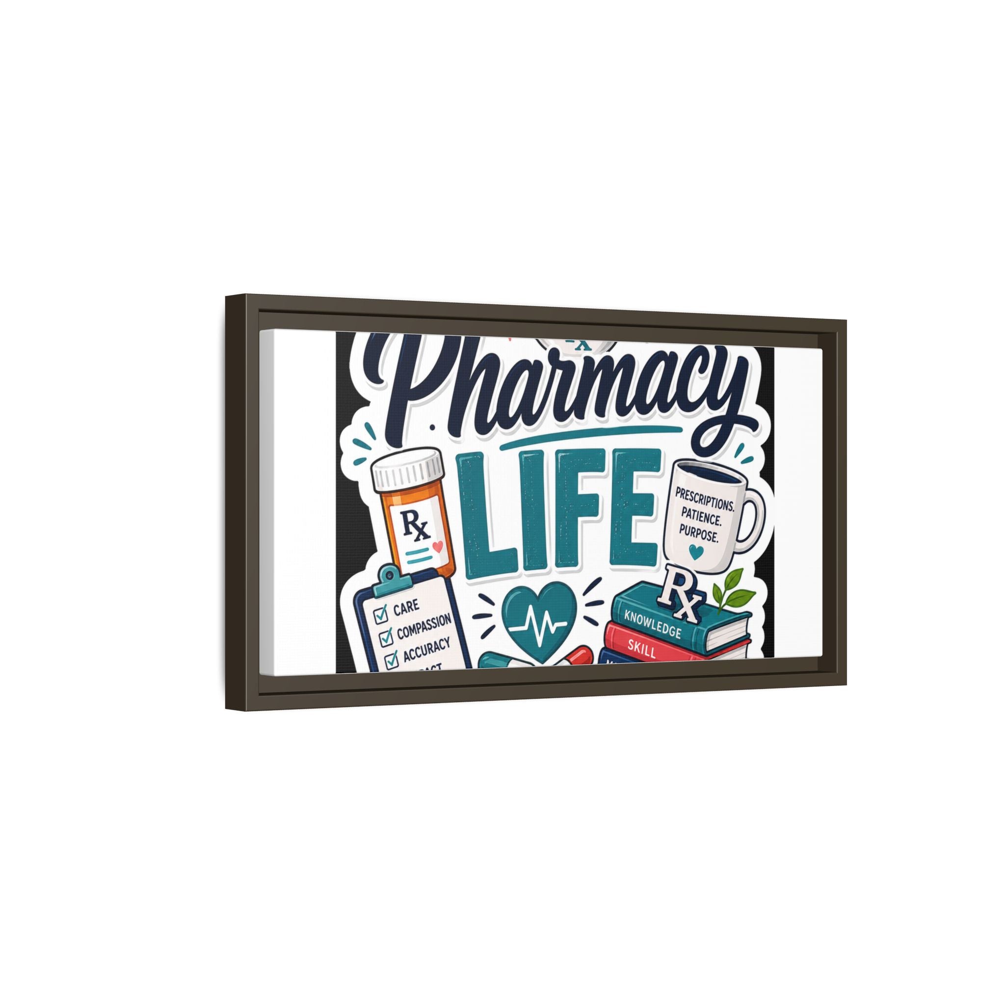 Pharmacy Life Framed Canvas Art — Colorful Pharmacist Wall Decor