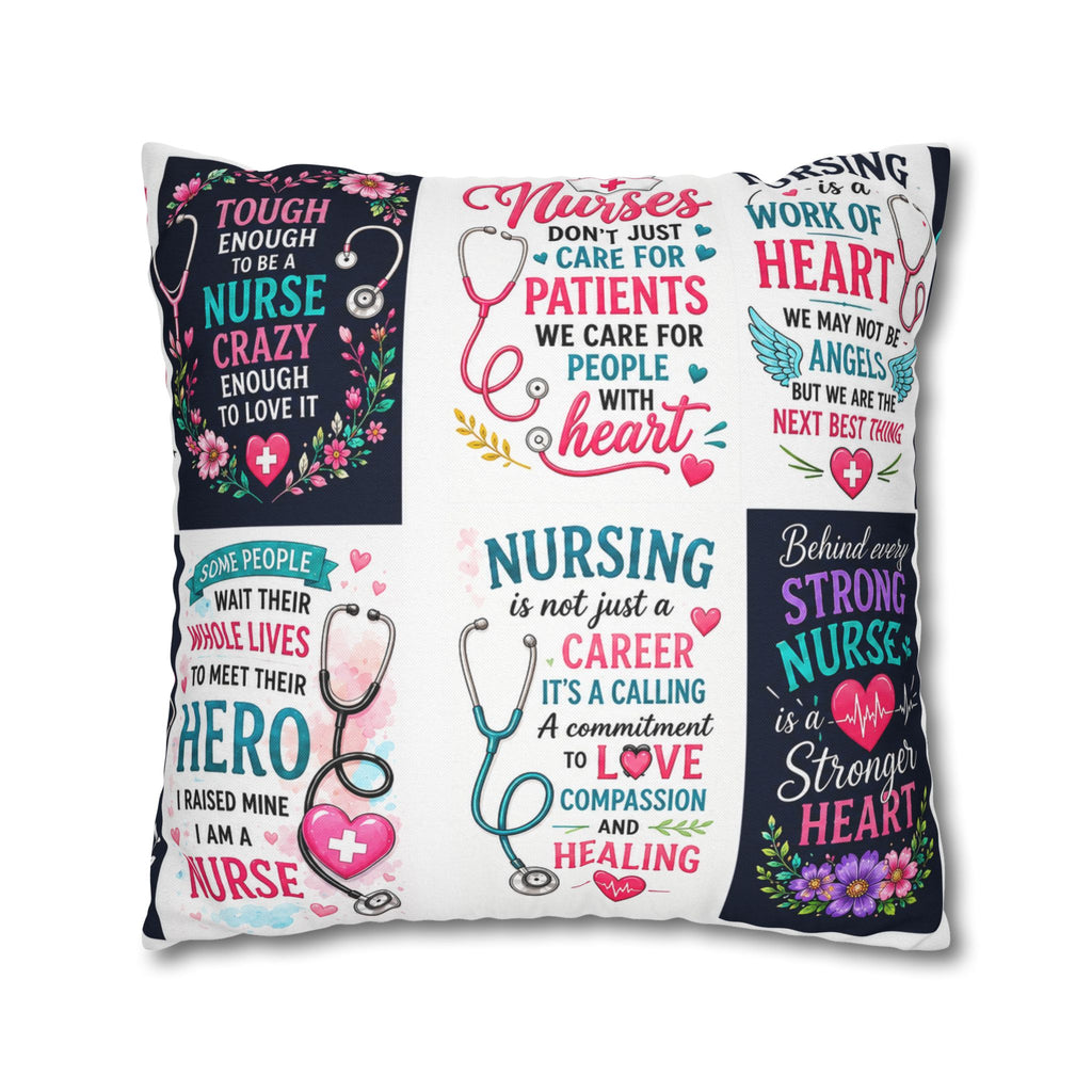 Nurse Quotes Patchwork Square Pillowcase — Inspirational Nursing Gifts