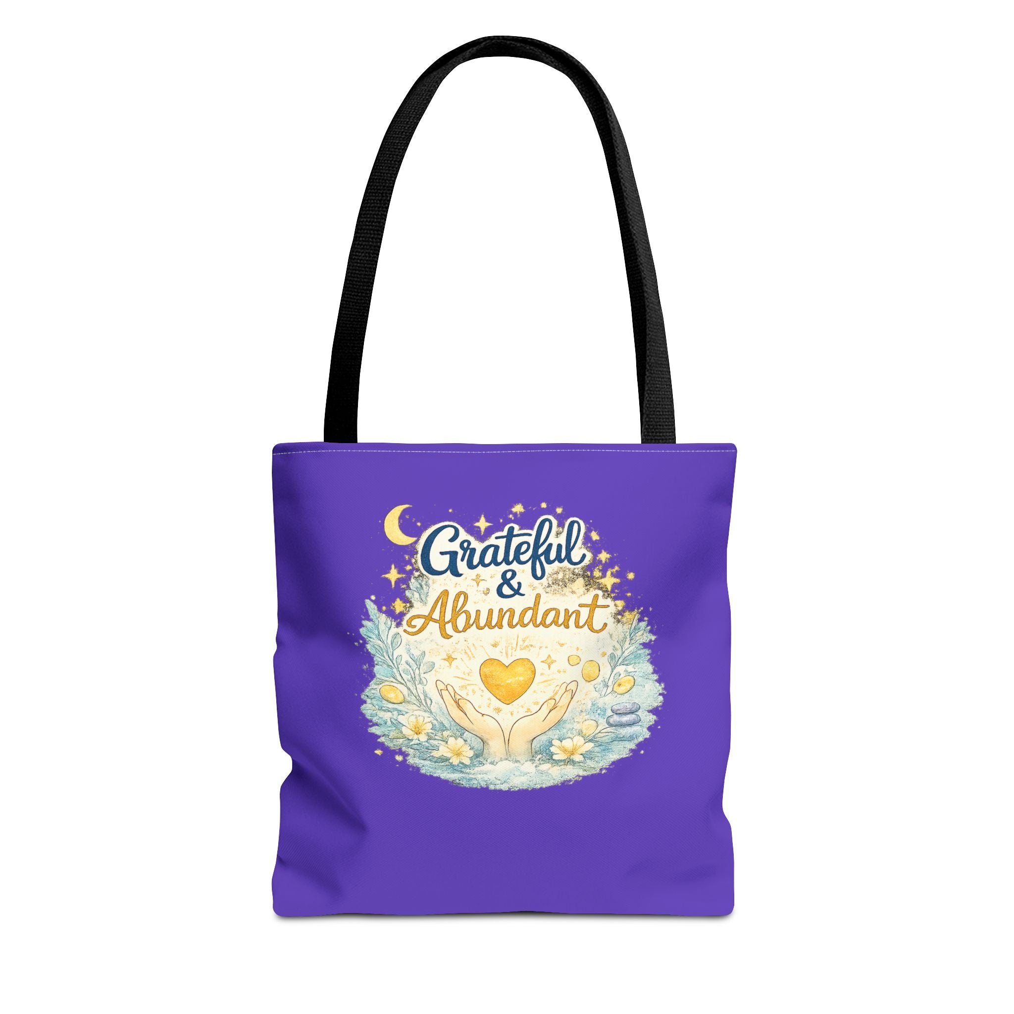 Grateful & Abundant Purple Tote Bag — Inspirational Everyday Shopper