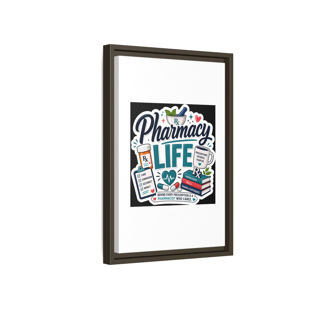 Pharmacy Life Framed Canvas Art — Colorful Pharmacist Wall Decor
