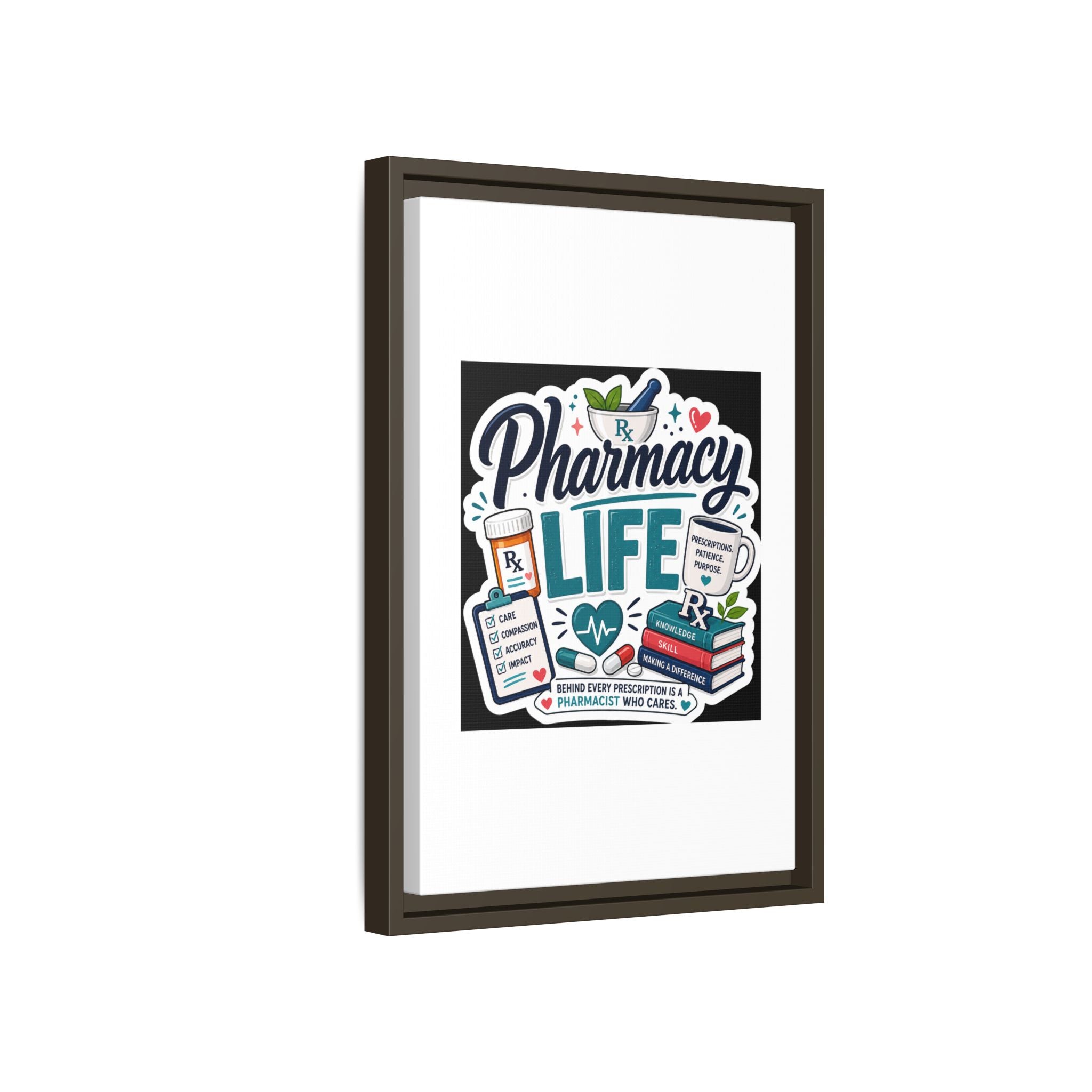 Pharmacy Life Framed Canvas Art — Colorful Pharmacist Wall Decor