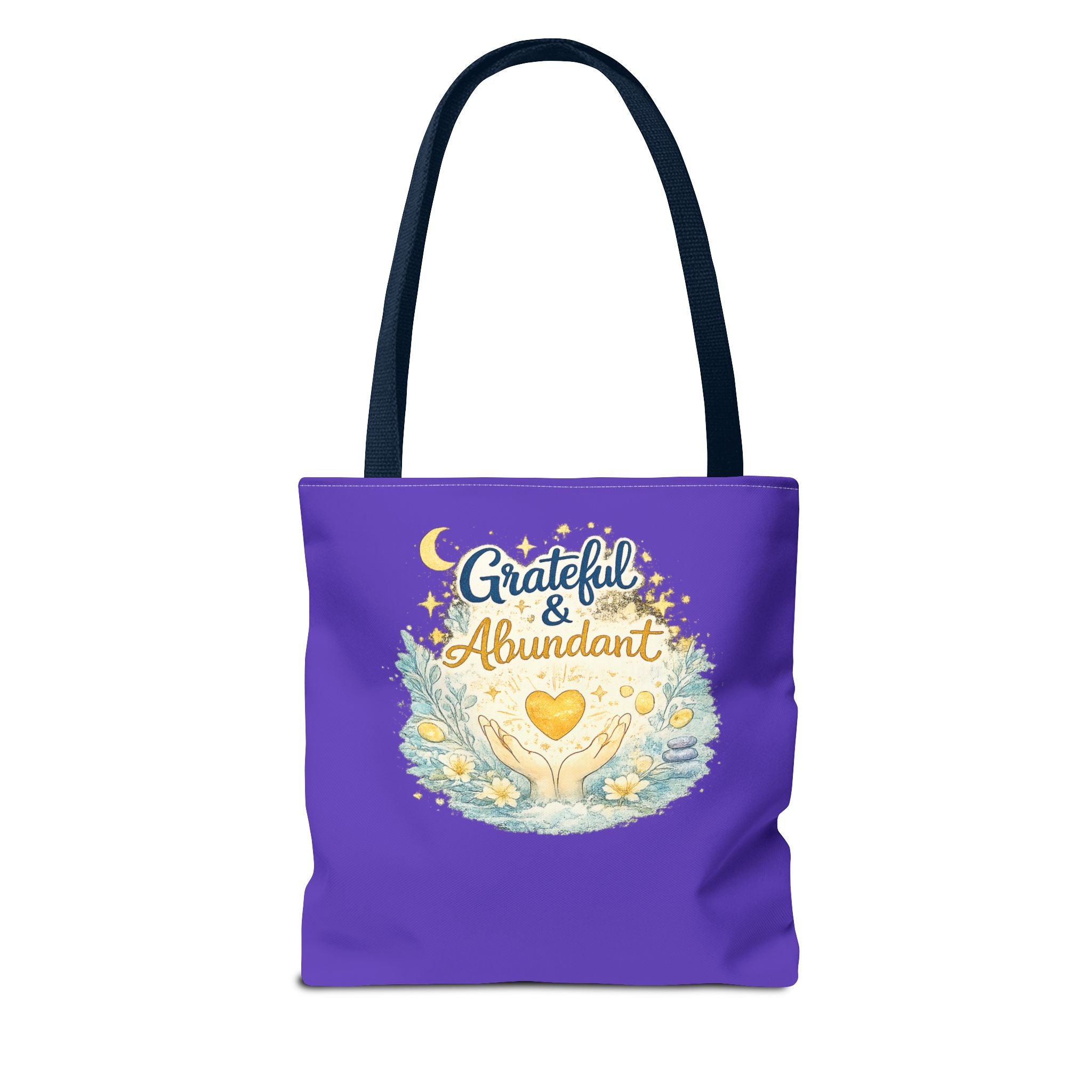 Grateful & Abundant Purple Tote Bag — Inspirational Everyday Shopper