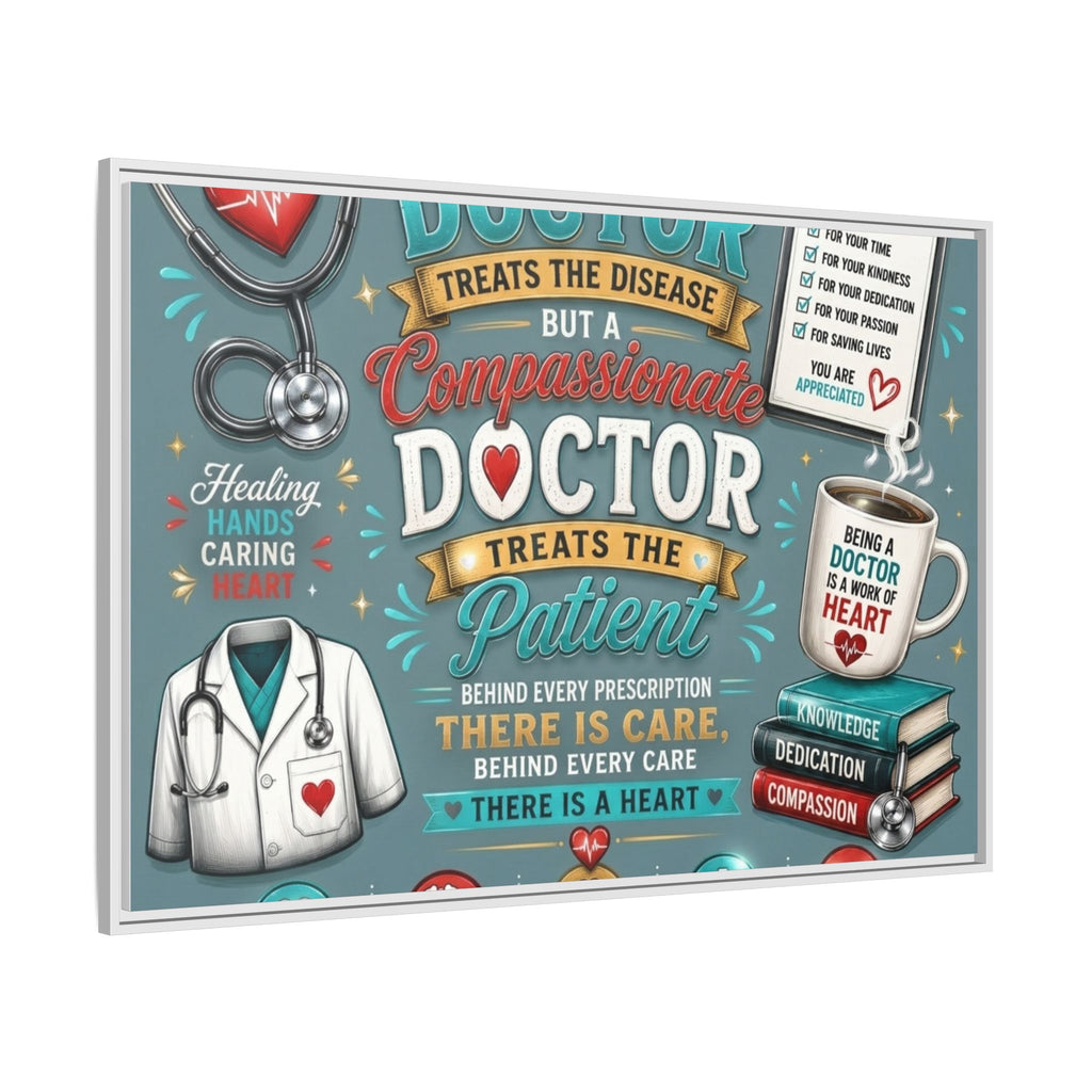 Framed Canvas Print — 'A Great Doctor Treats the Patient' Medical Tribute Wall Art