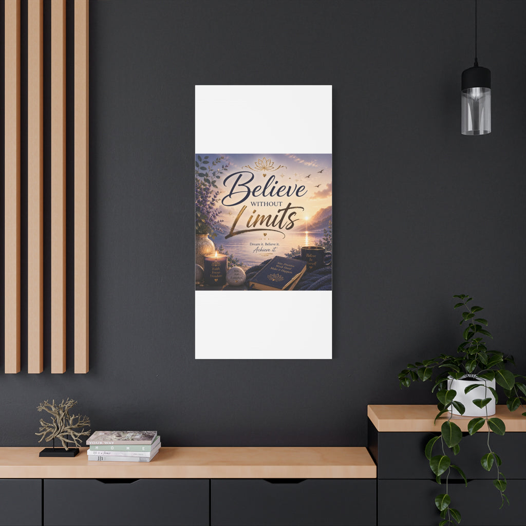 Believe Without Limits Canvas Wall Art – Inspirational Stretched Matte Print