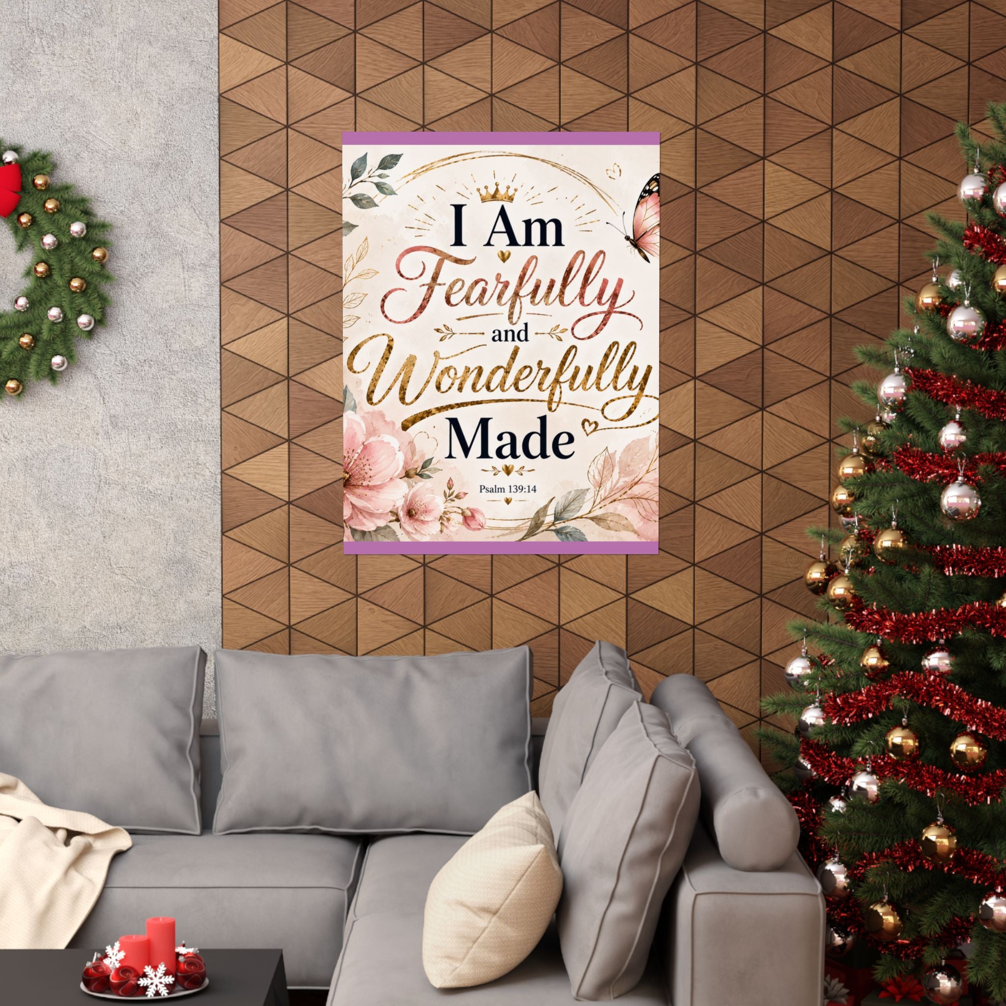 Fearfully & Wonderfully Made Vertical Poster — Inspirational Christian Wall Art (Psalm 139:14)