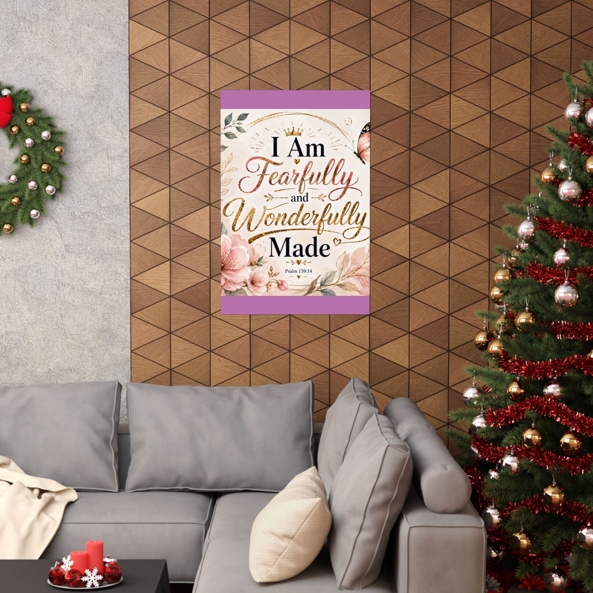 Fearfully & Wonderfully Made Vertical Poster — Inspirational Christian Wall Art (Psalm 139:14)