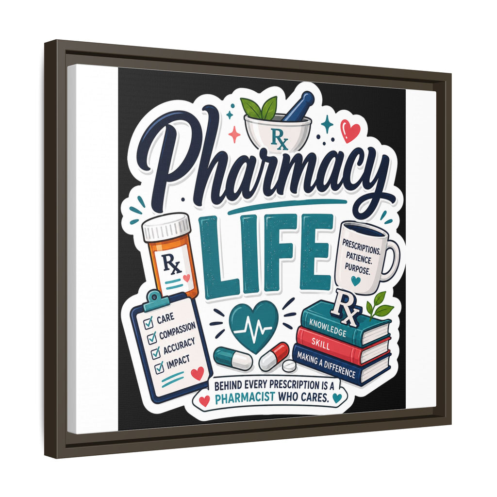 Pharmacy Life Framed Canvas Art — Colorful Pharmacist Wall Decor
