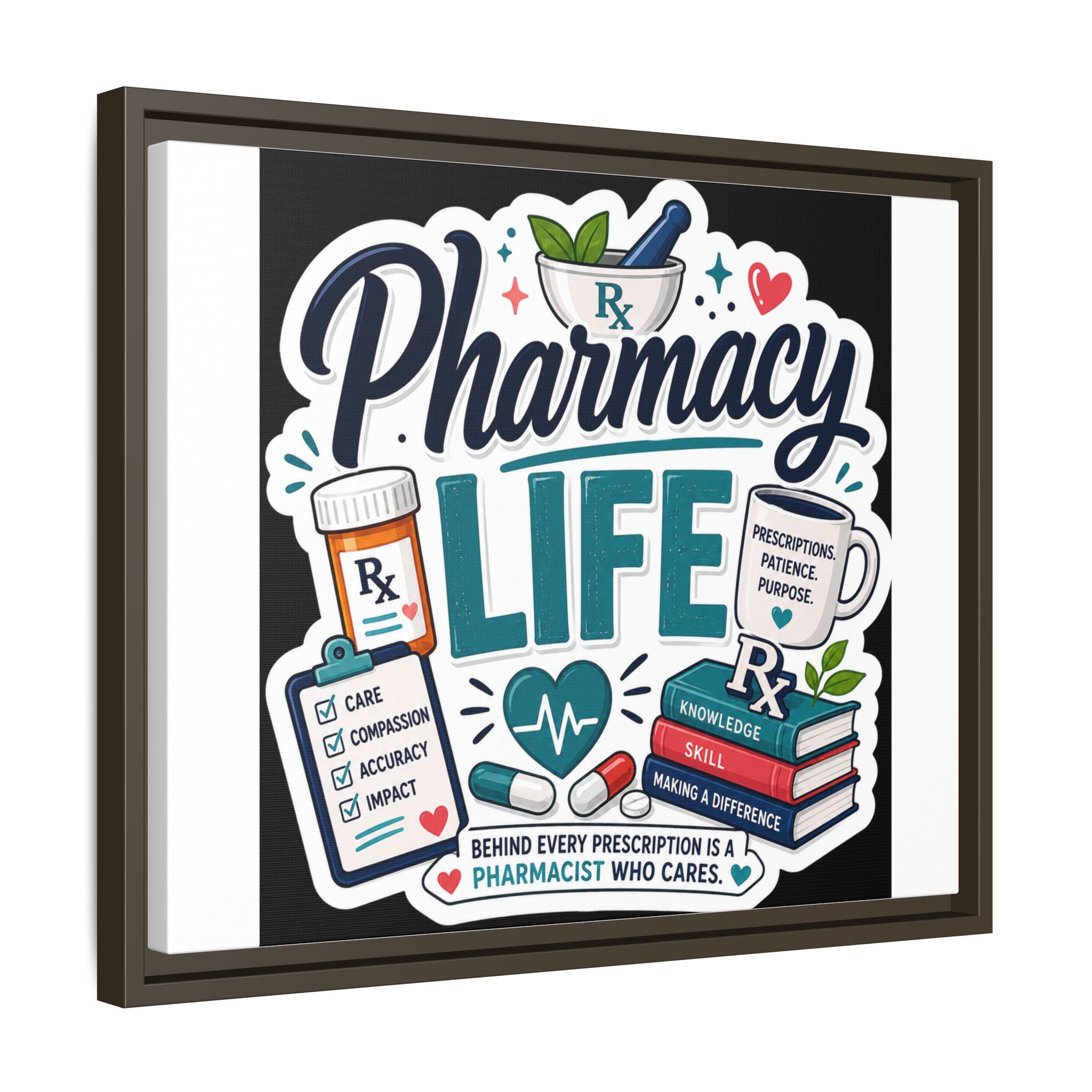 Pharmacy Life Framed Canvas Art — Colorful Pharmacist Wall Decor