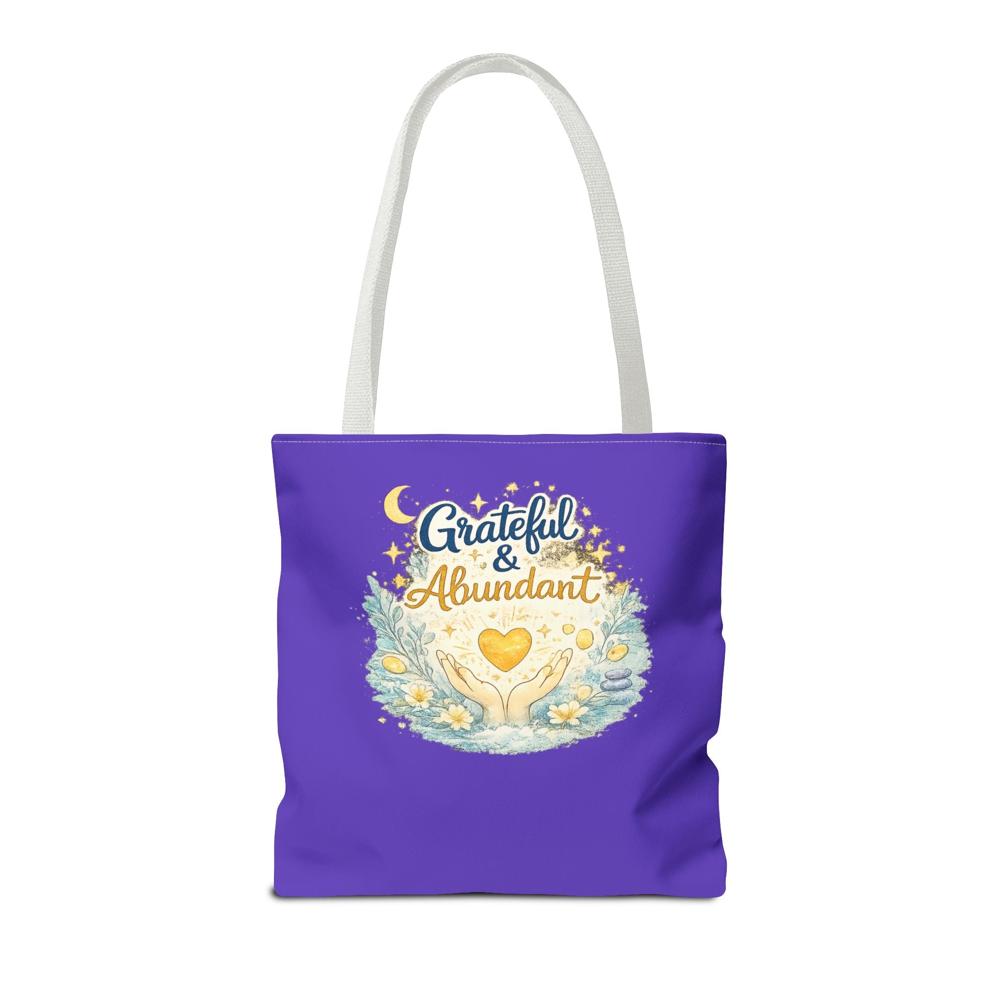 Grateful & Abundant Purple Tote Bag — Inspirational Everyday Shopper