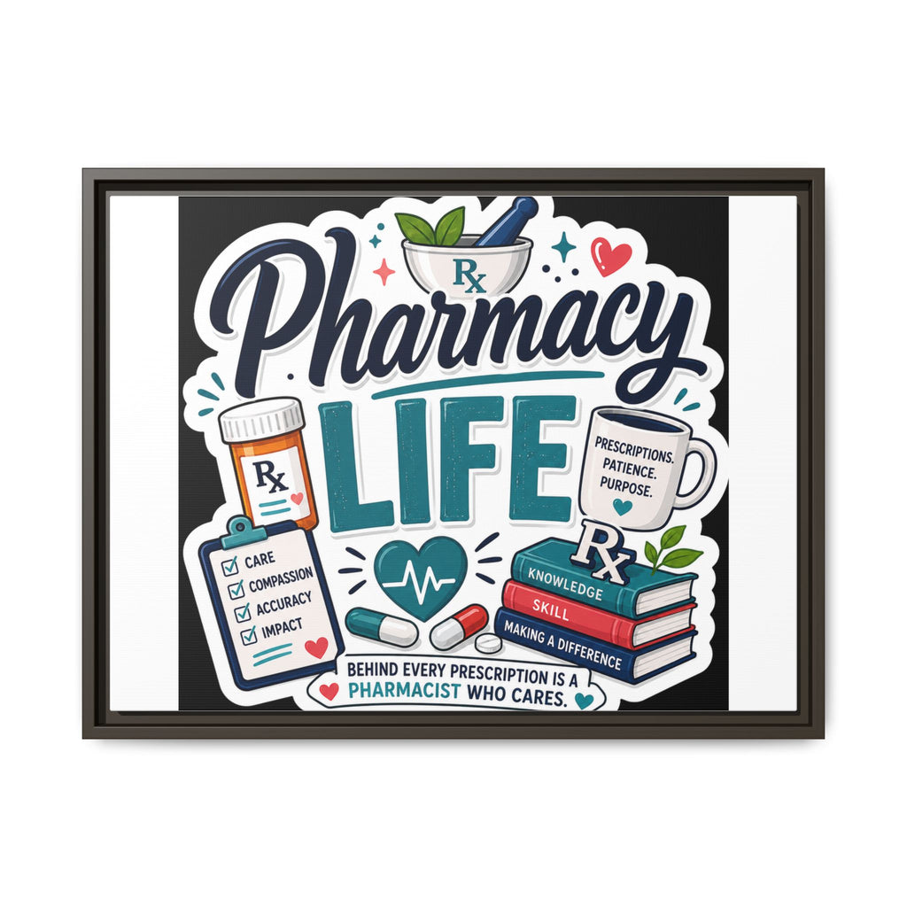 Pharmacy Life Framed Canvas Art — Colorful Pharmacist Wall Decor