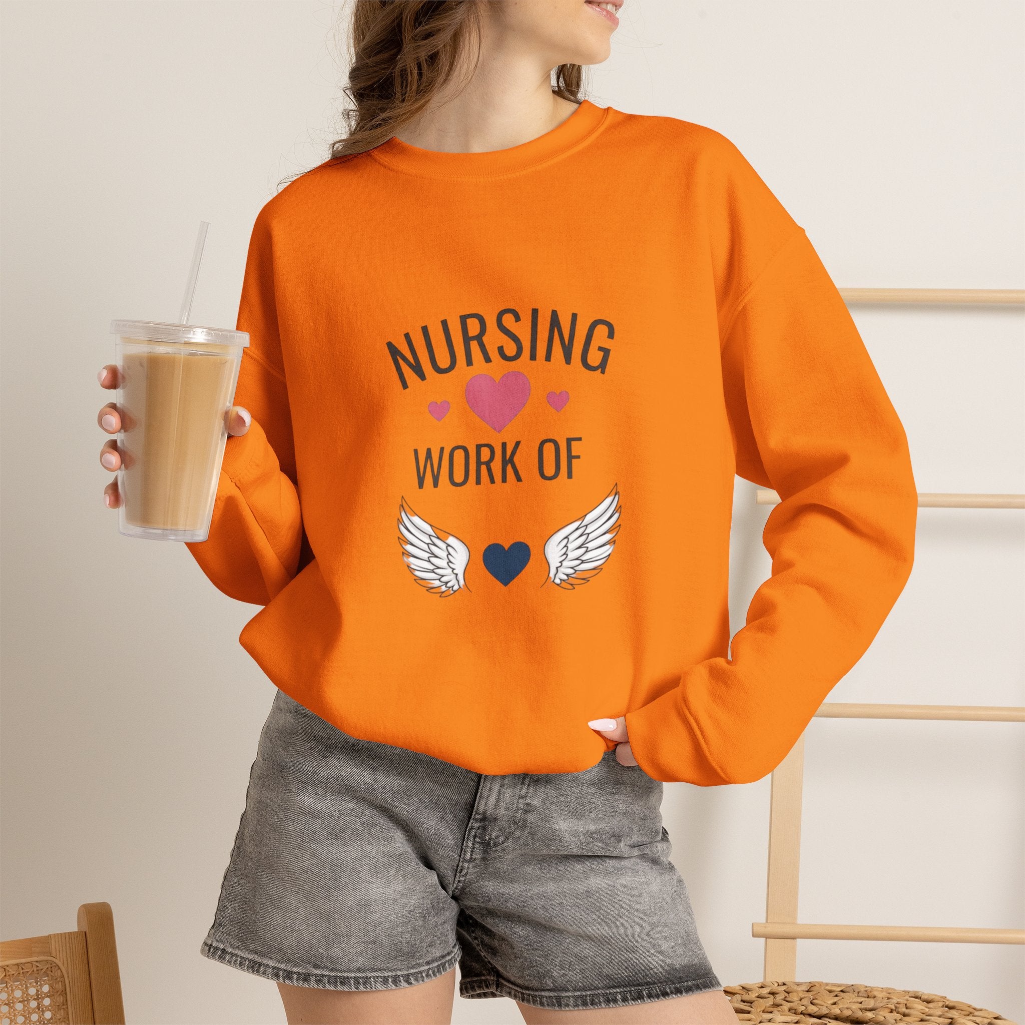 Nursing Work of Heart Crewneck Sweatshirt — Nurse Appreciation Pullover