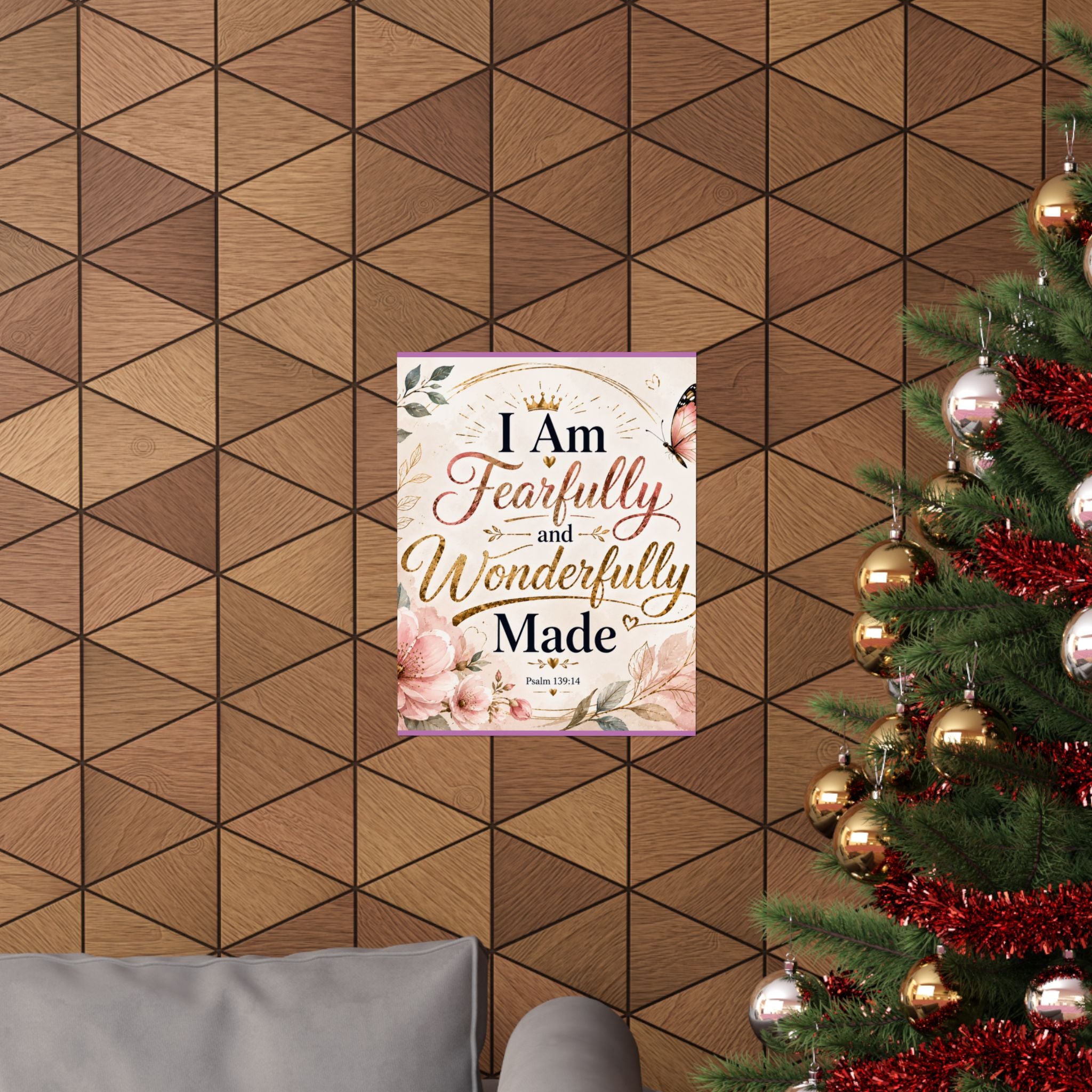 Fearfully & Wonderfully Made Vertical Poster — Inspirational Christian Wall Art (Psalm 139:14)