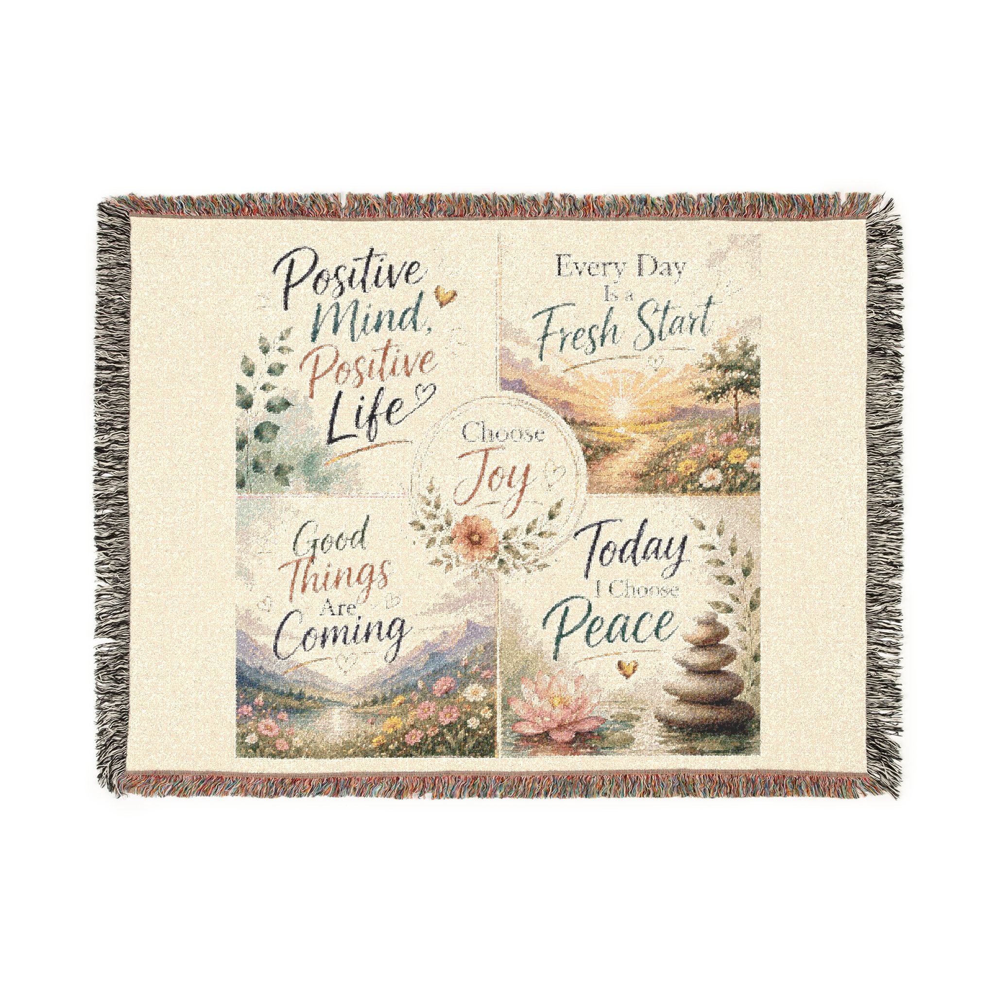 Inspirational Quote Woven Blanket — "Choose Joy" Comfort Throw