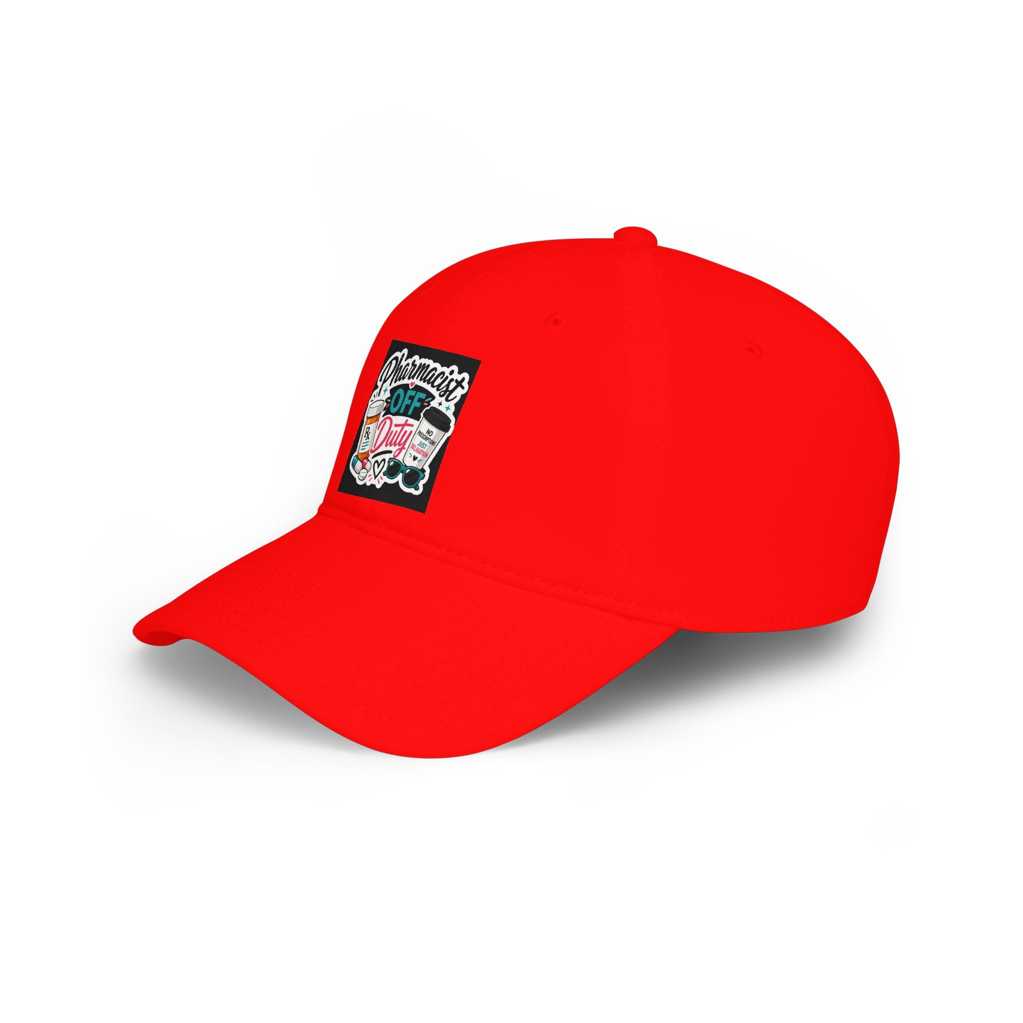 Pharmacist Off Duty Baseball Cap — Funny Pharmacist Hat with Pills & Script Patch