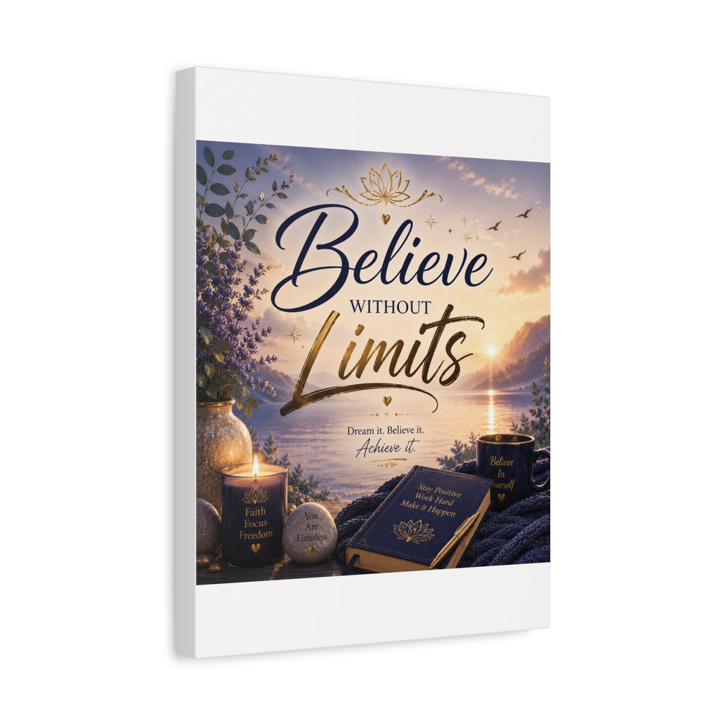 Believe Without Limits Canvas Wall Art – Inspirational Stretched Matte Print