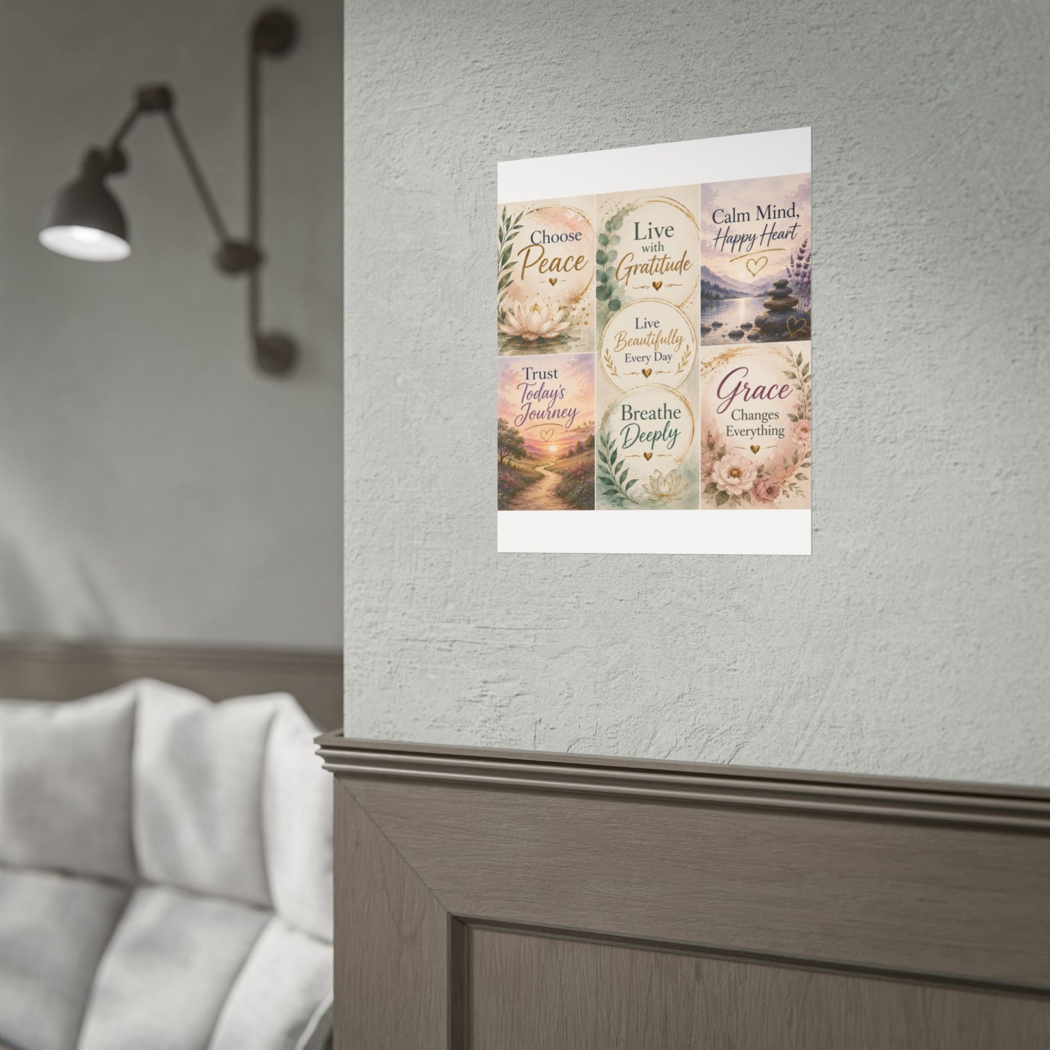 Rolled Poster - Inspirational Wall Art Set: "Choose Peace / Live with Gratitude / Calm Mind, Happy Heart / Trust Today's Journey / [...]