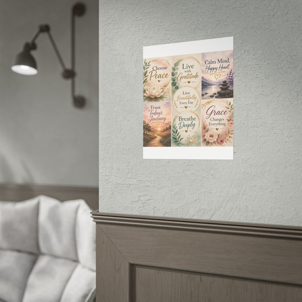 Rolled Poster - Inspirational Wall Art Set: "Choose Peace / Live with Gratitude / Calm Mind, Happy Heart / Trust Today's Journey / [...]